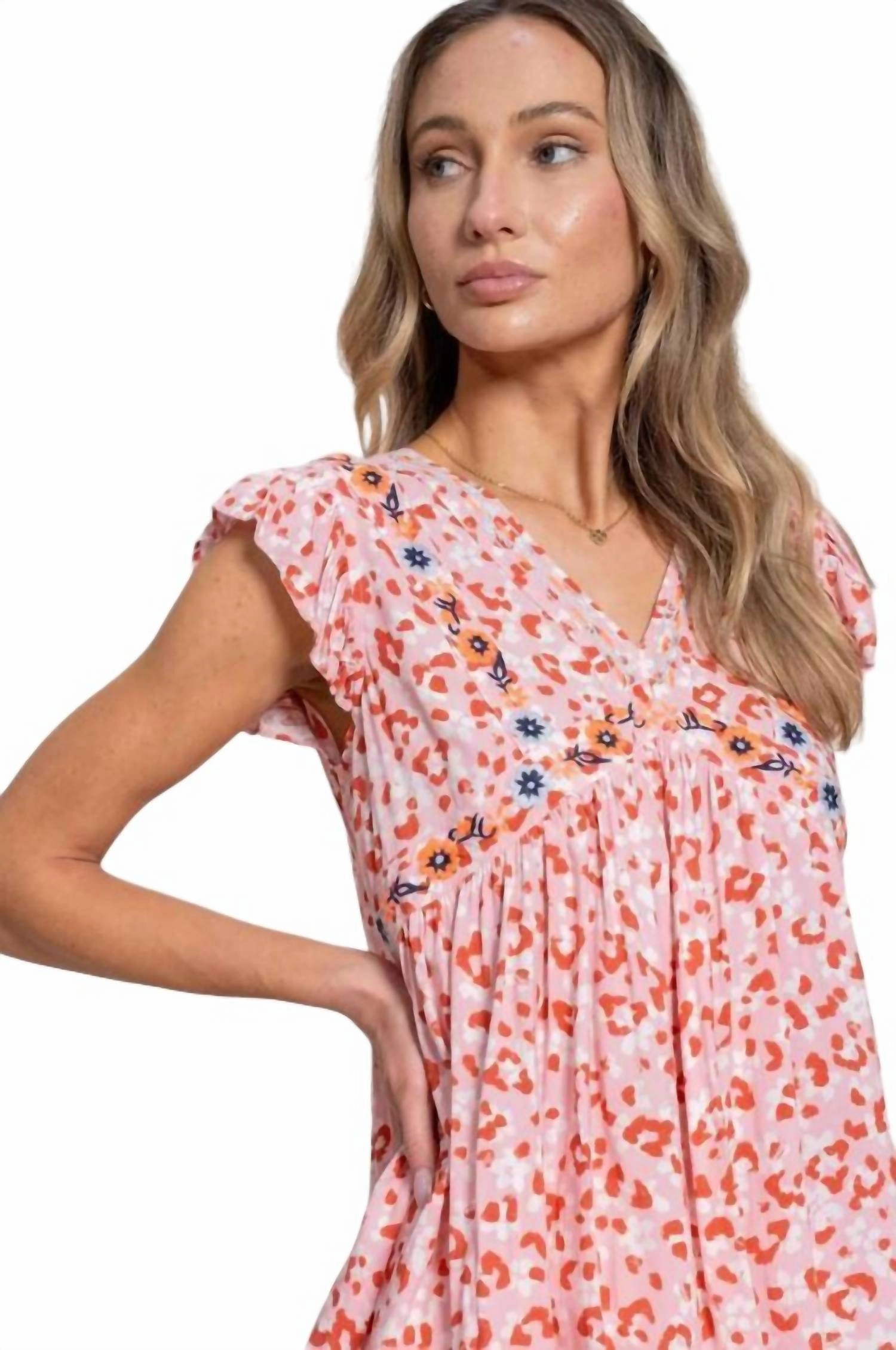 V-Neck Top In Pink
