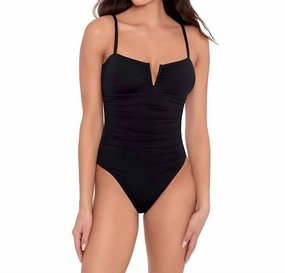 V-Wire One Piece Swimsuit In Black Swim Womens - shirred swimwear