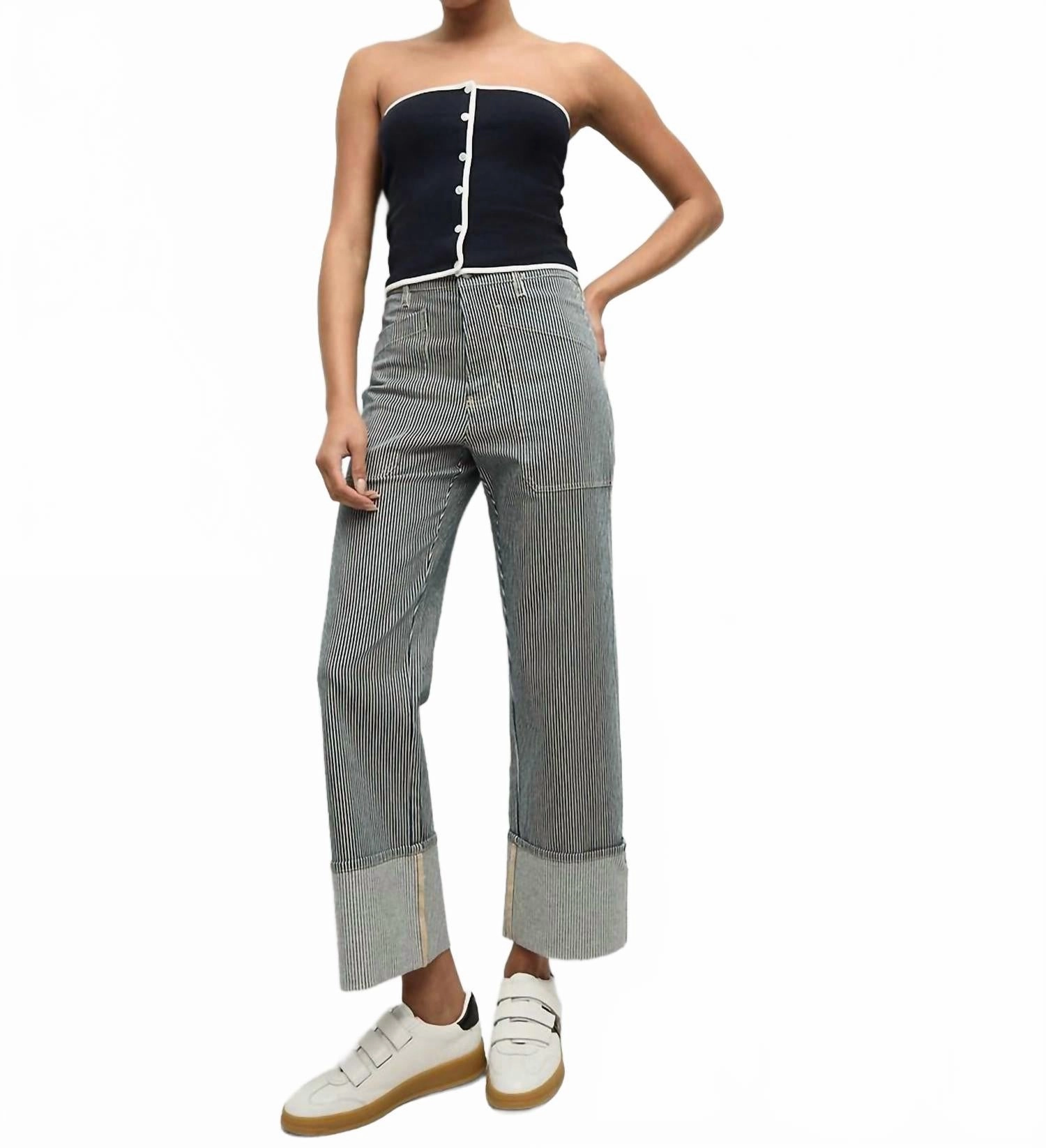 Valley Knit Strapless Top In Navy