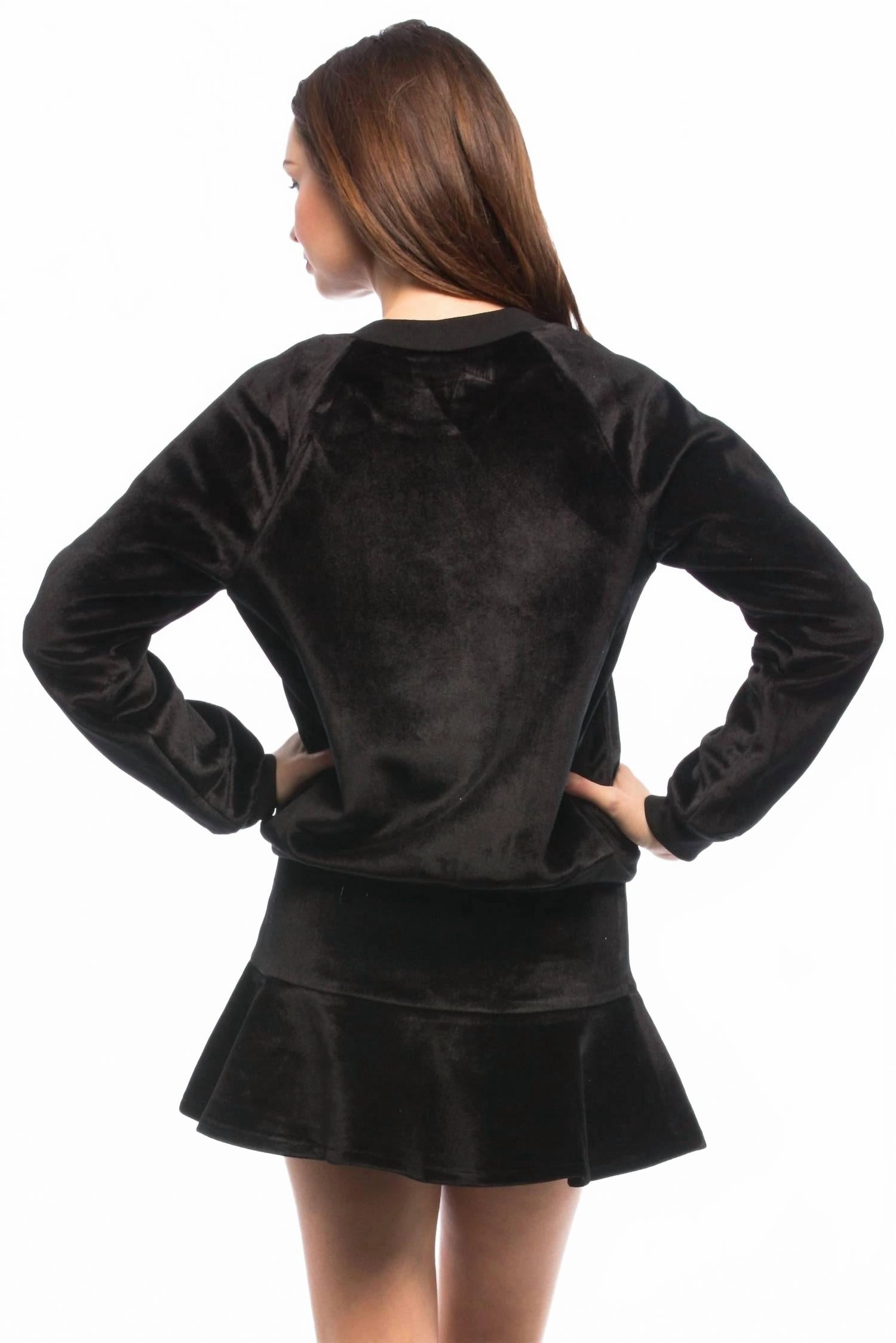 Velvet Knit Top In Black