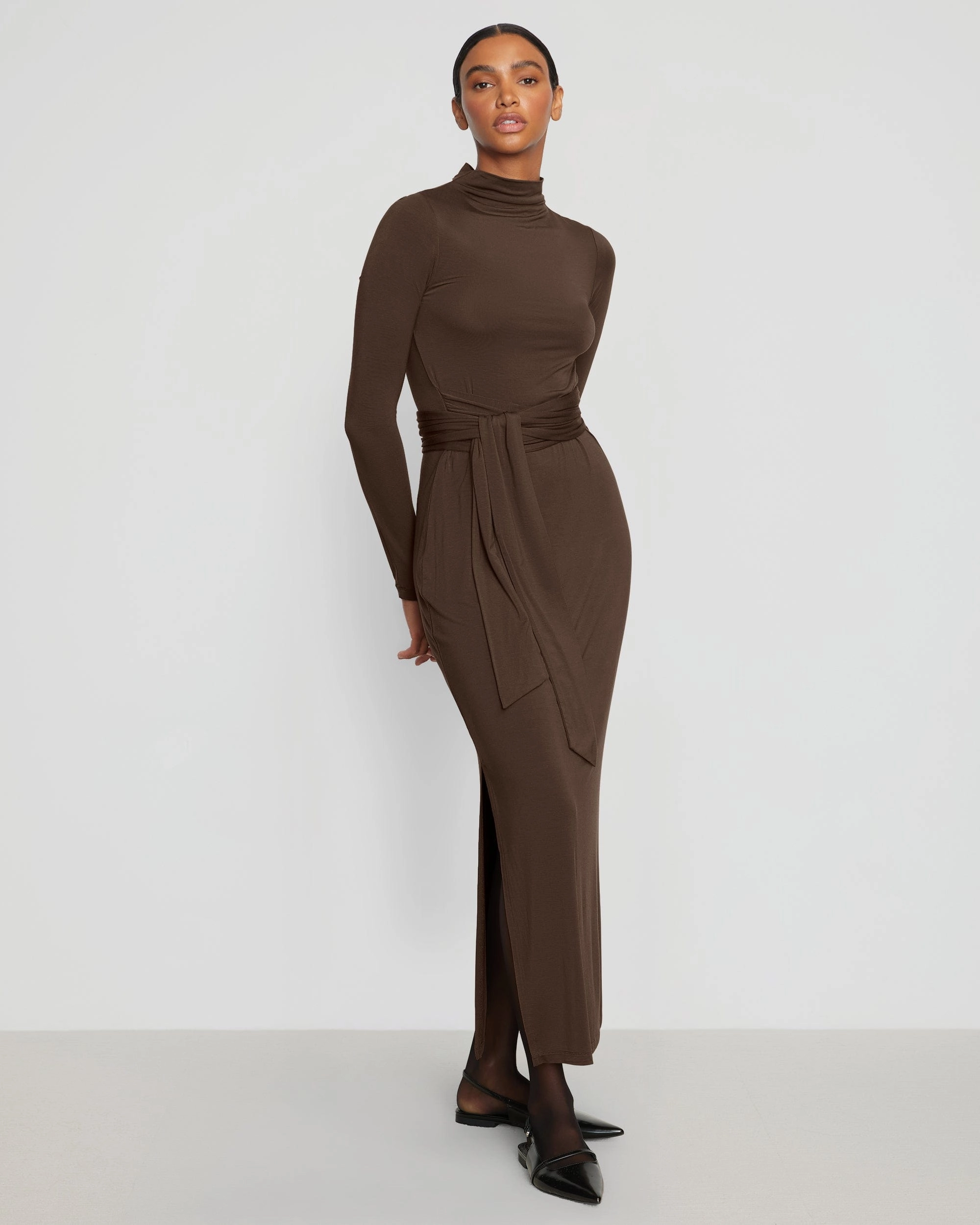 Vero Tie-Front Long-Sleeve Dress