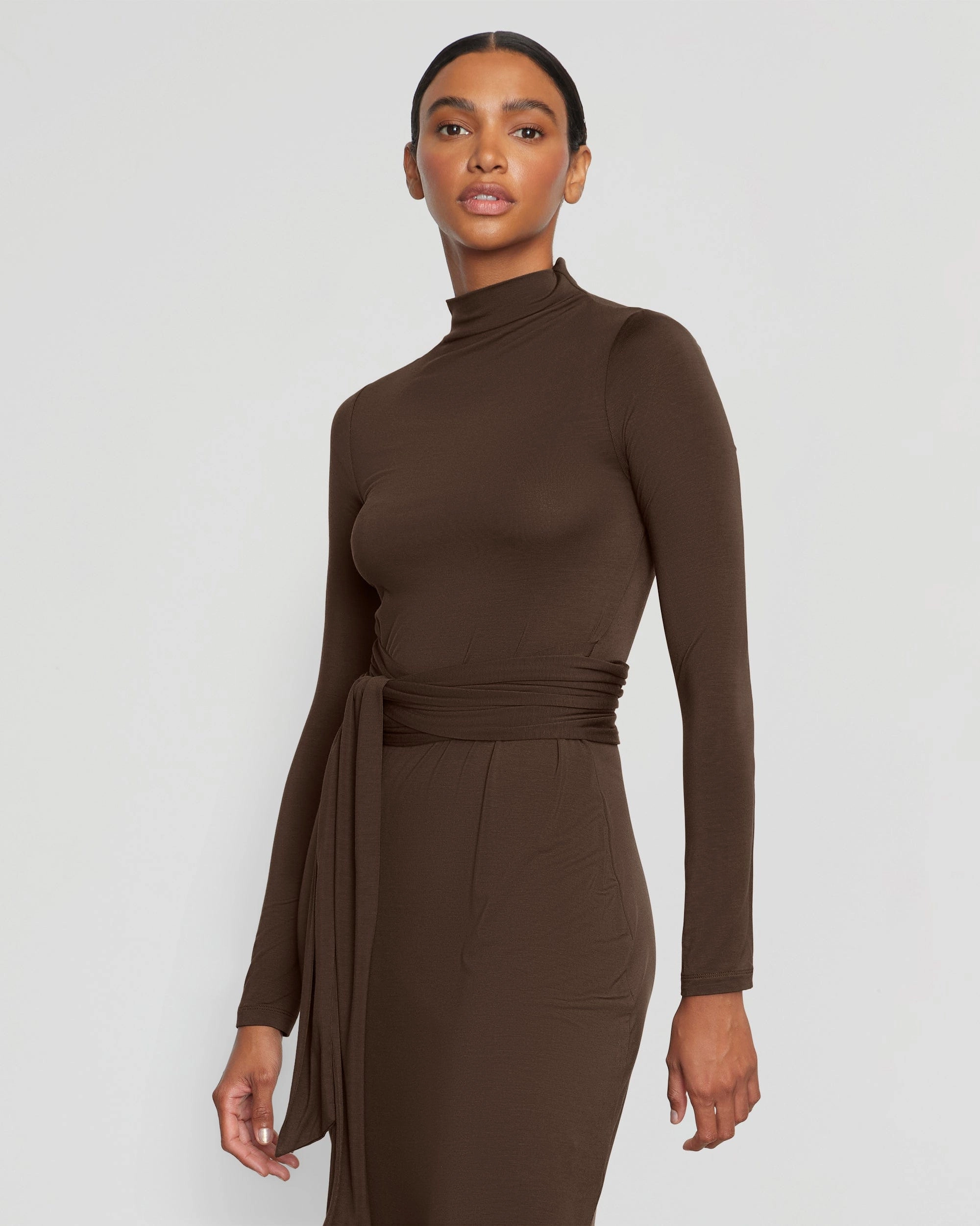 Vero Tie-Front Long-Sleeve Dress