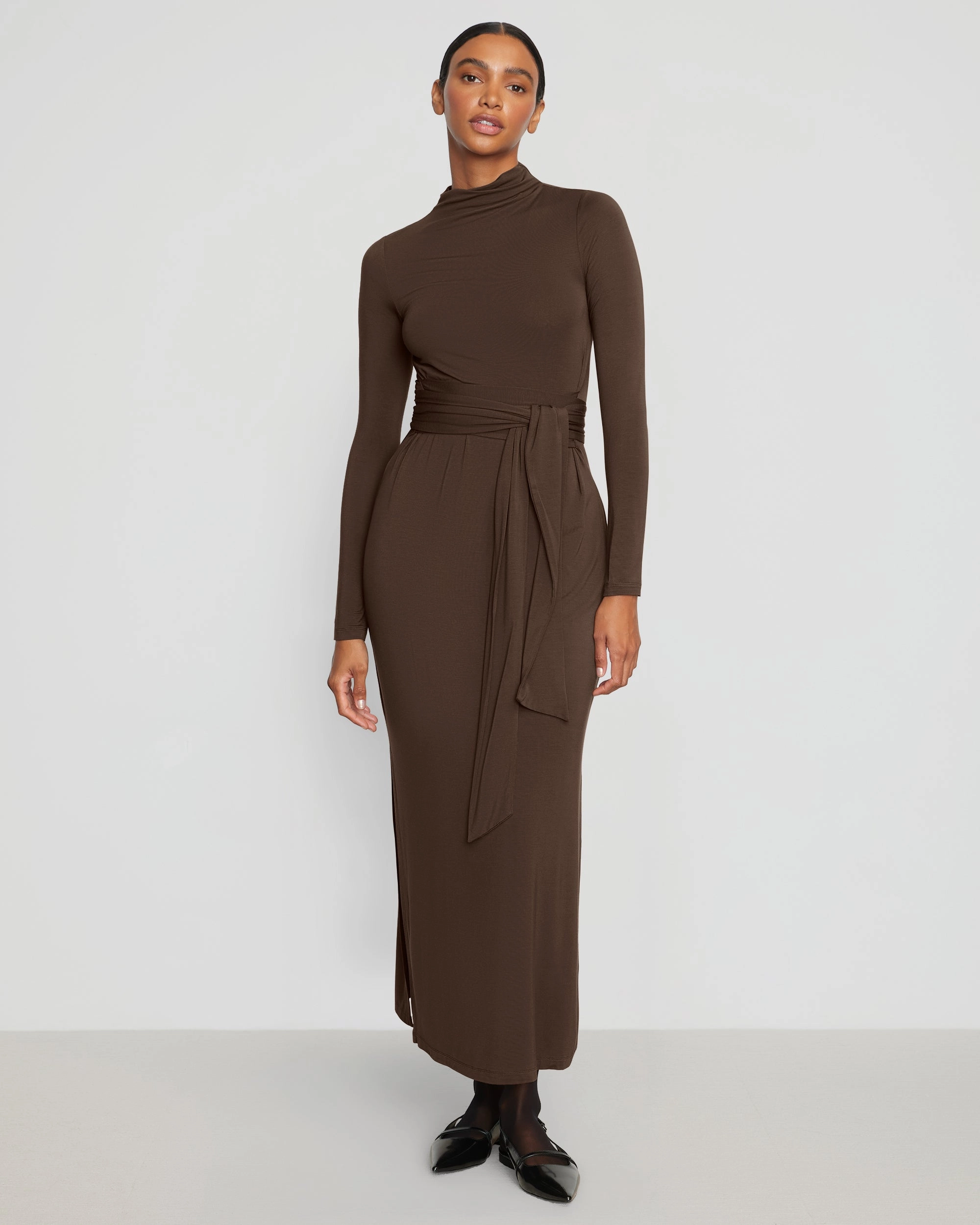 Vero Tie-Front Long-Sleeve Dress