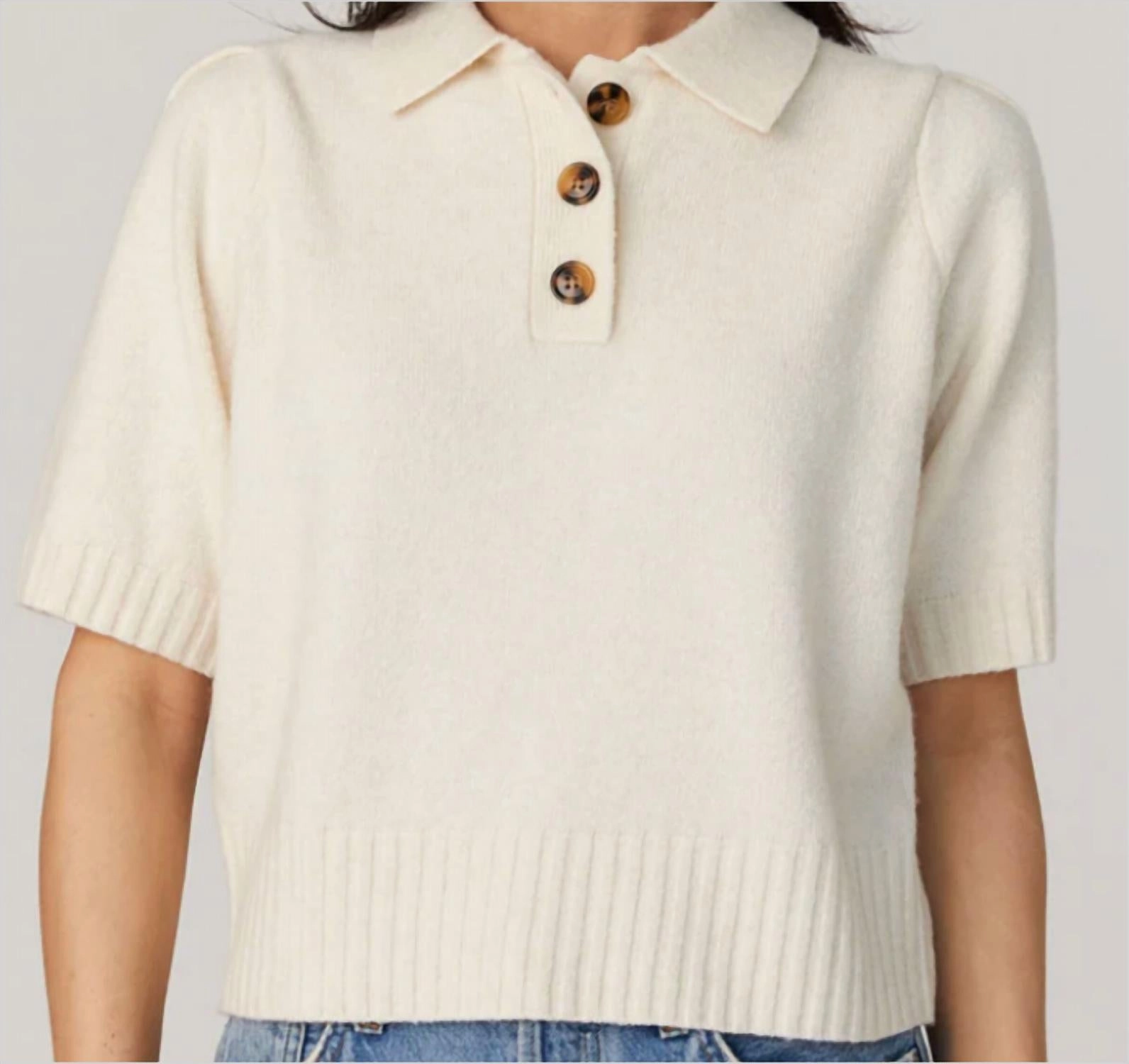 Vhari Short Sleeve Button-Up In White