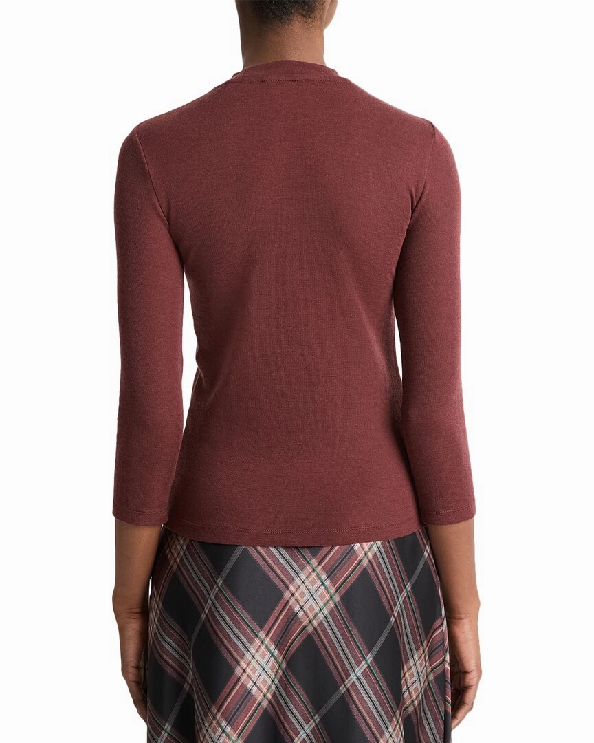 Vince 3/4-Sleeve High Neck Wool Top