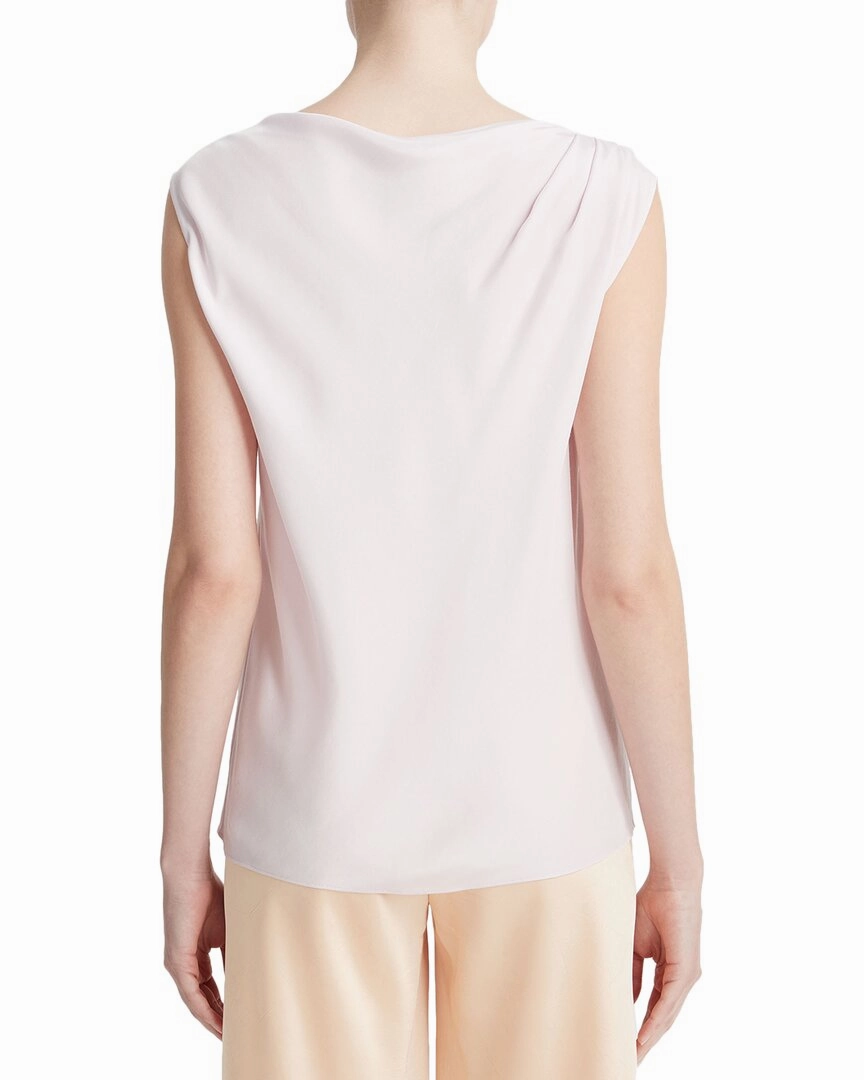 Vince Asymmetric Drape Cap Sleeve Silk-Blend Blouse