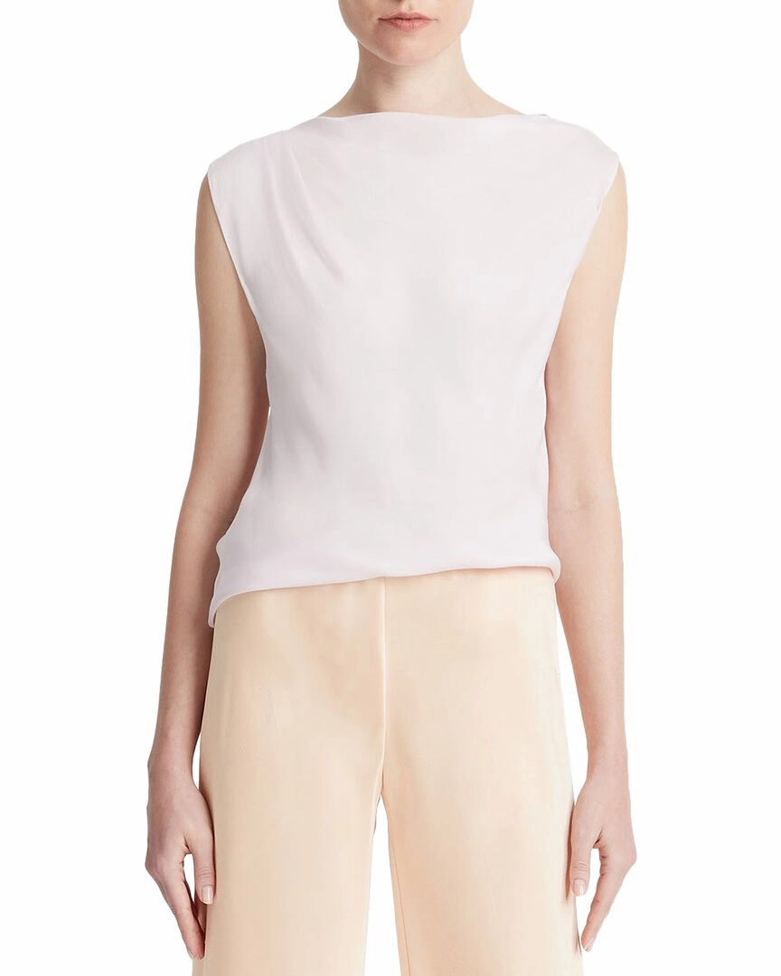 Vince Asymmetric Drape Cap Sleeve Silk-Blend Blouse