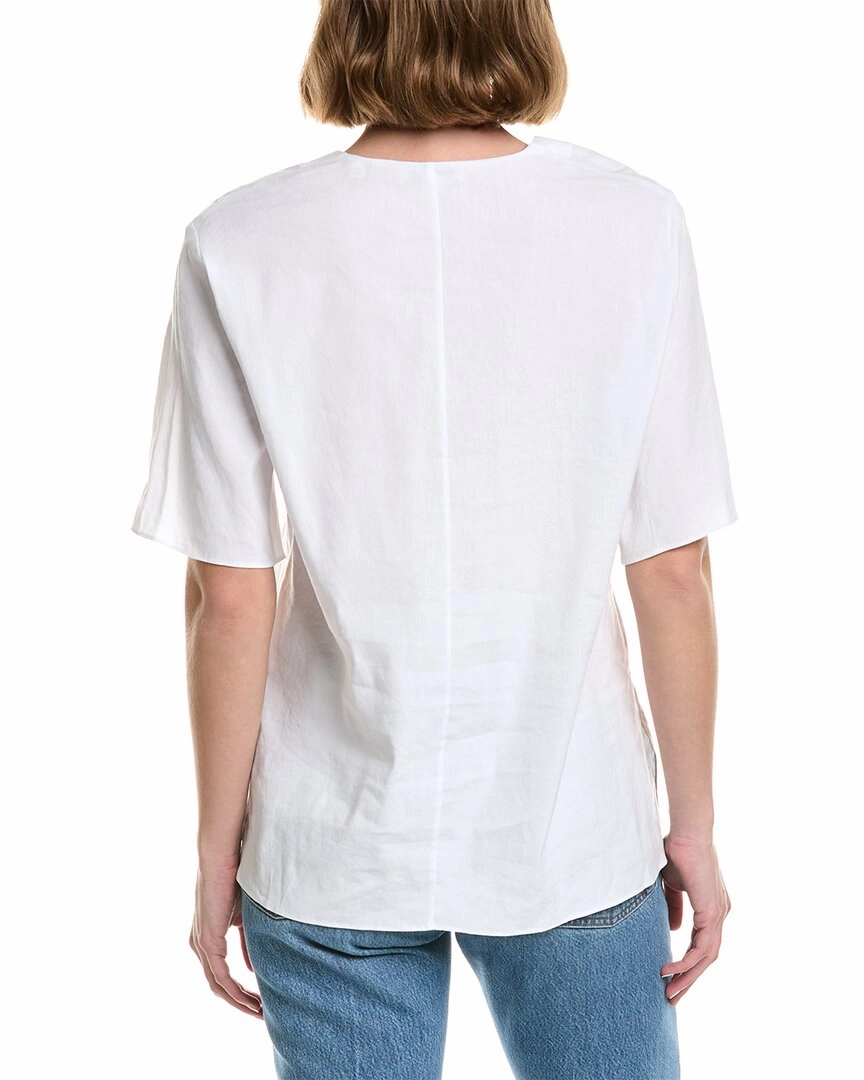 Vince Easy Slit Neck Linen-Blend Top