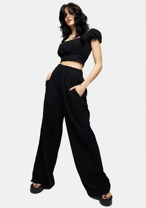 Vine Textured Wide Leg Trouser Bottoms Womens - women's jeans sale