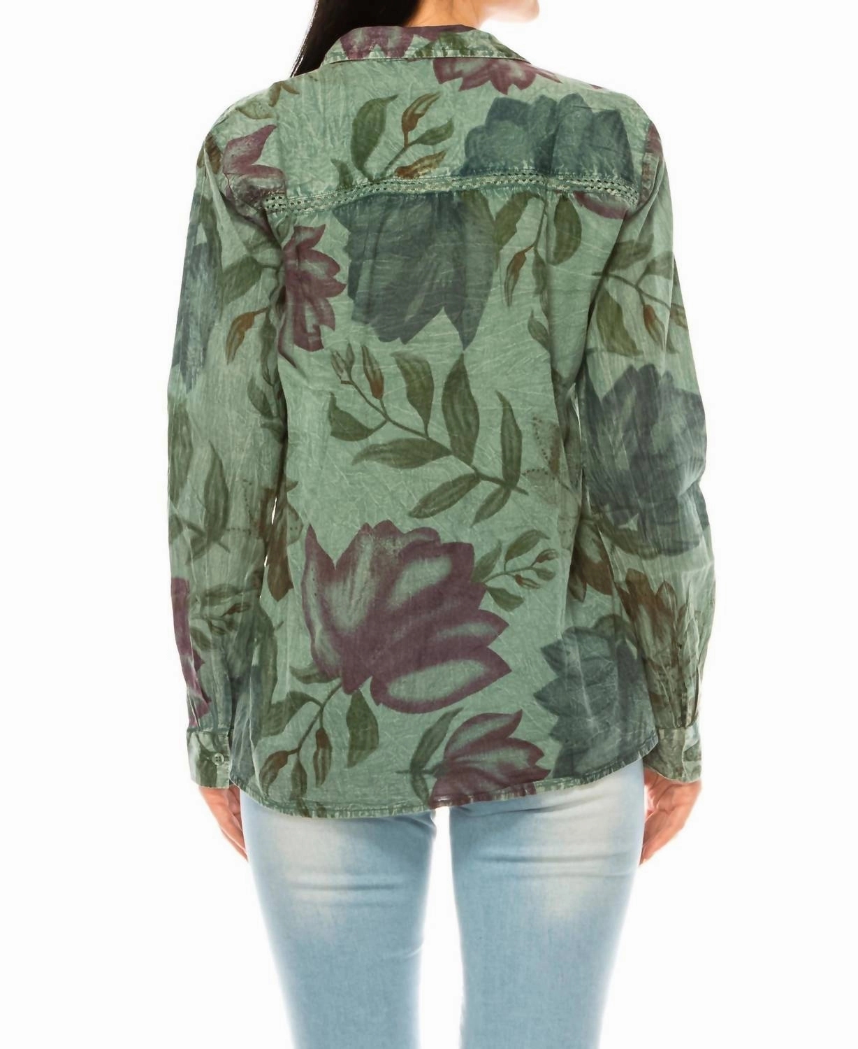 Vintage Collared Blouse In Olive