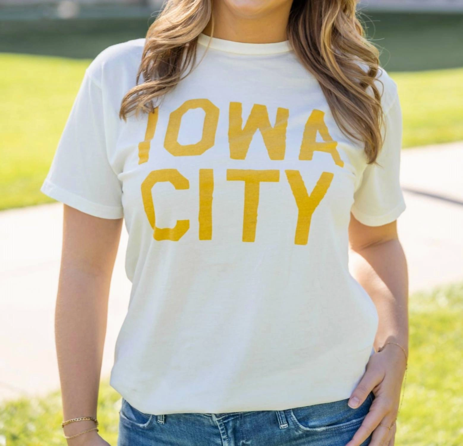 Vintage Full Length Iowa City Varsity Tee In Antique White