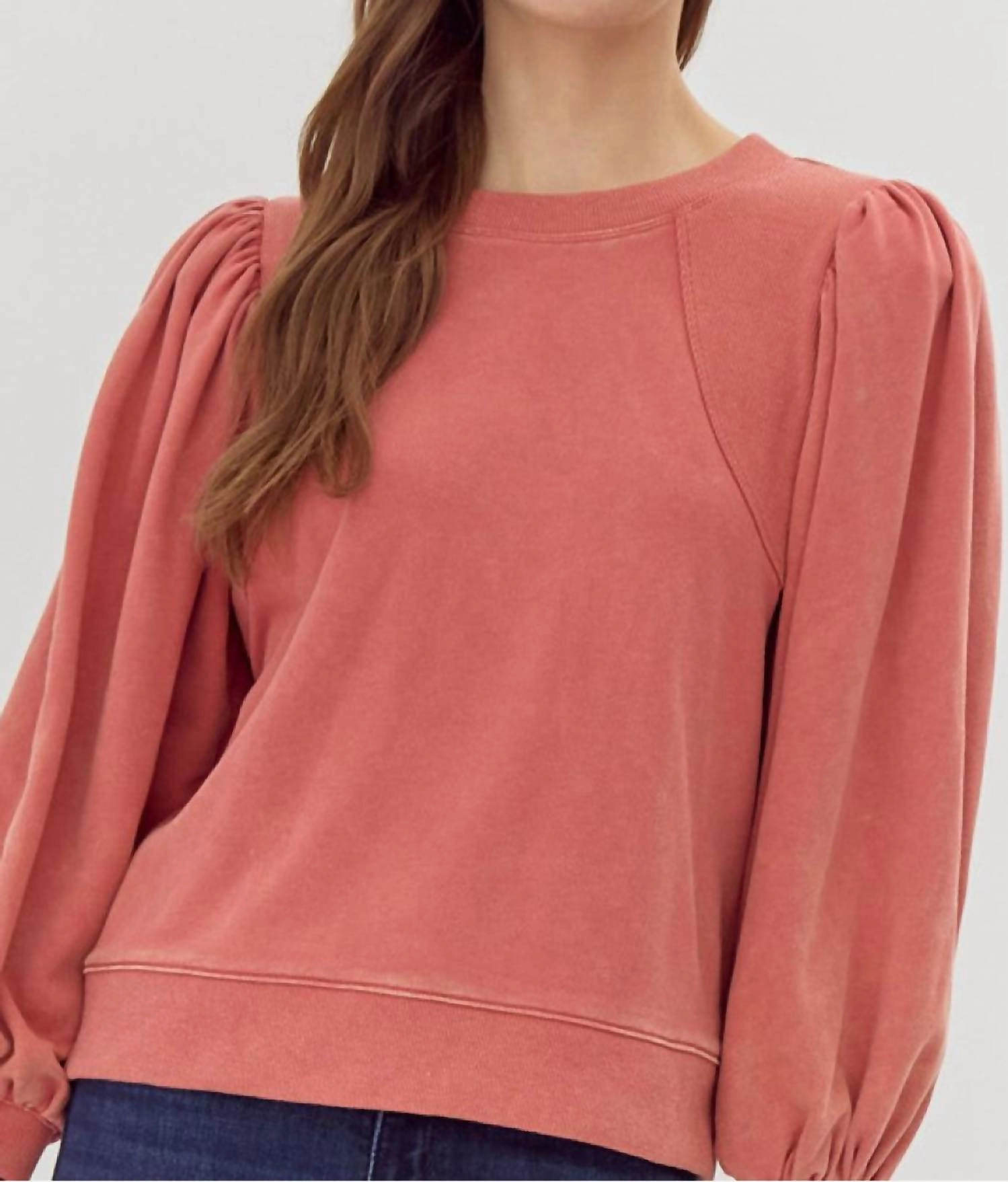 Vintage Wash Sweatshirt In Brick
