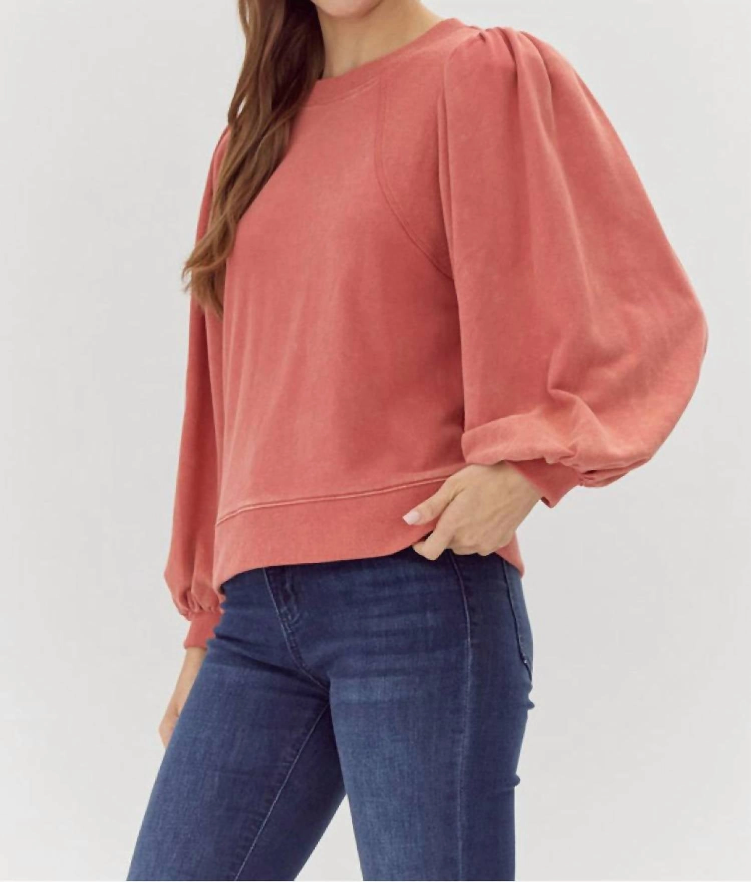 Vintage Wash Sweatshirt In Brick