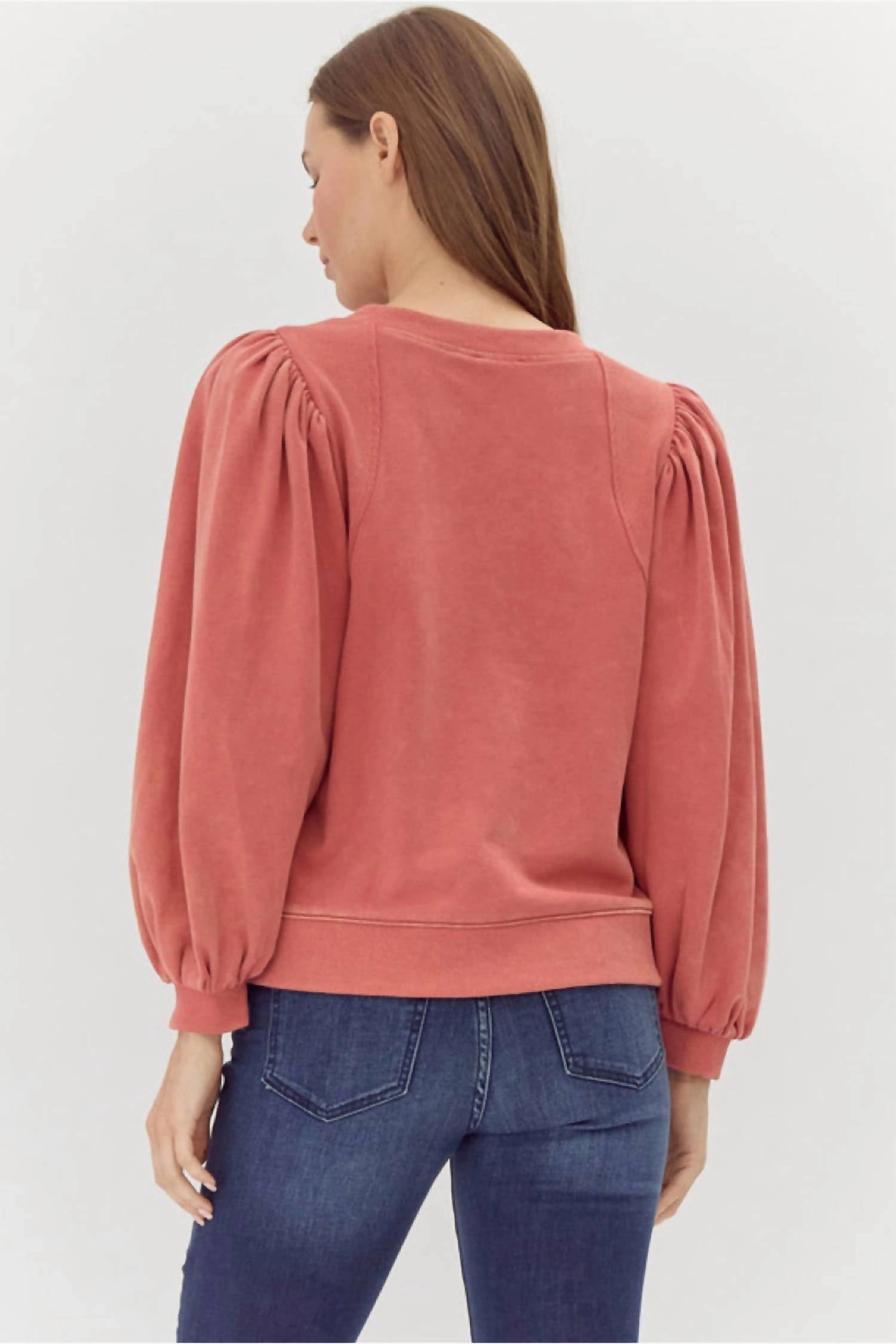 Vintage Wash Sweatshirt In Brick