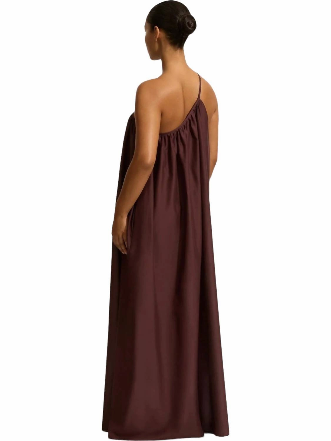 Voluminous One Shoulder Dress In Burgundy