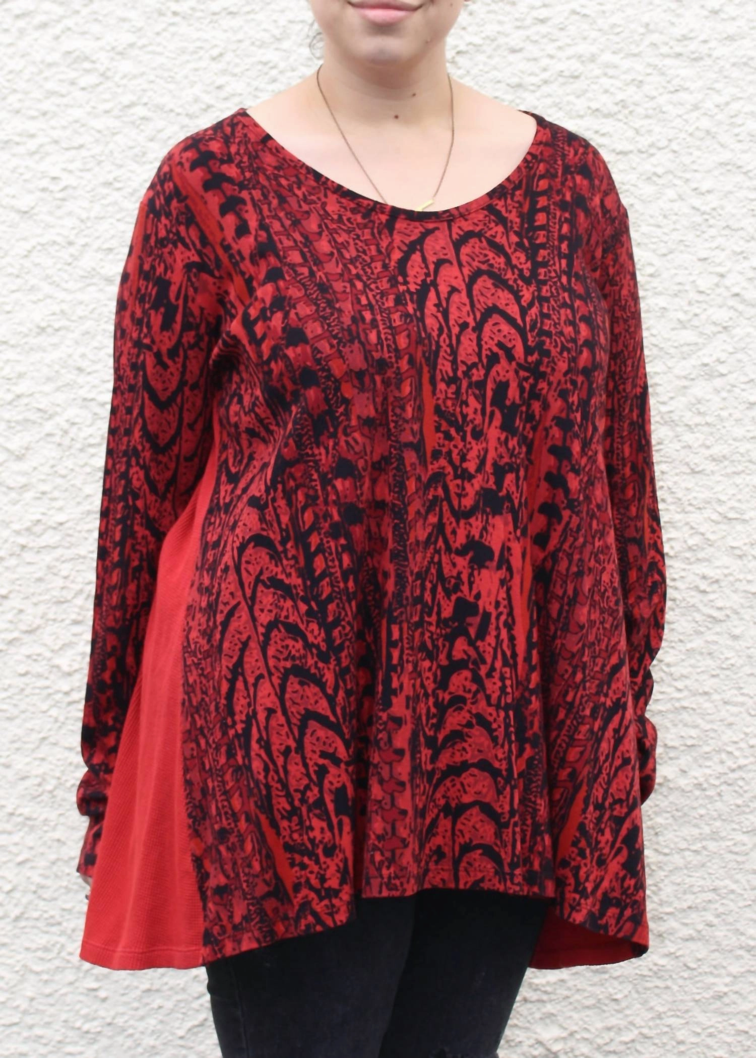 Waffle Back Cotton Top In Red