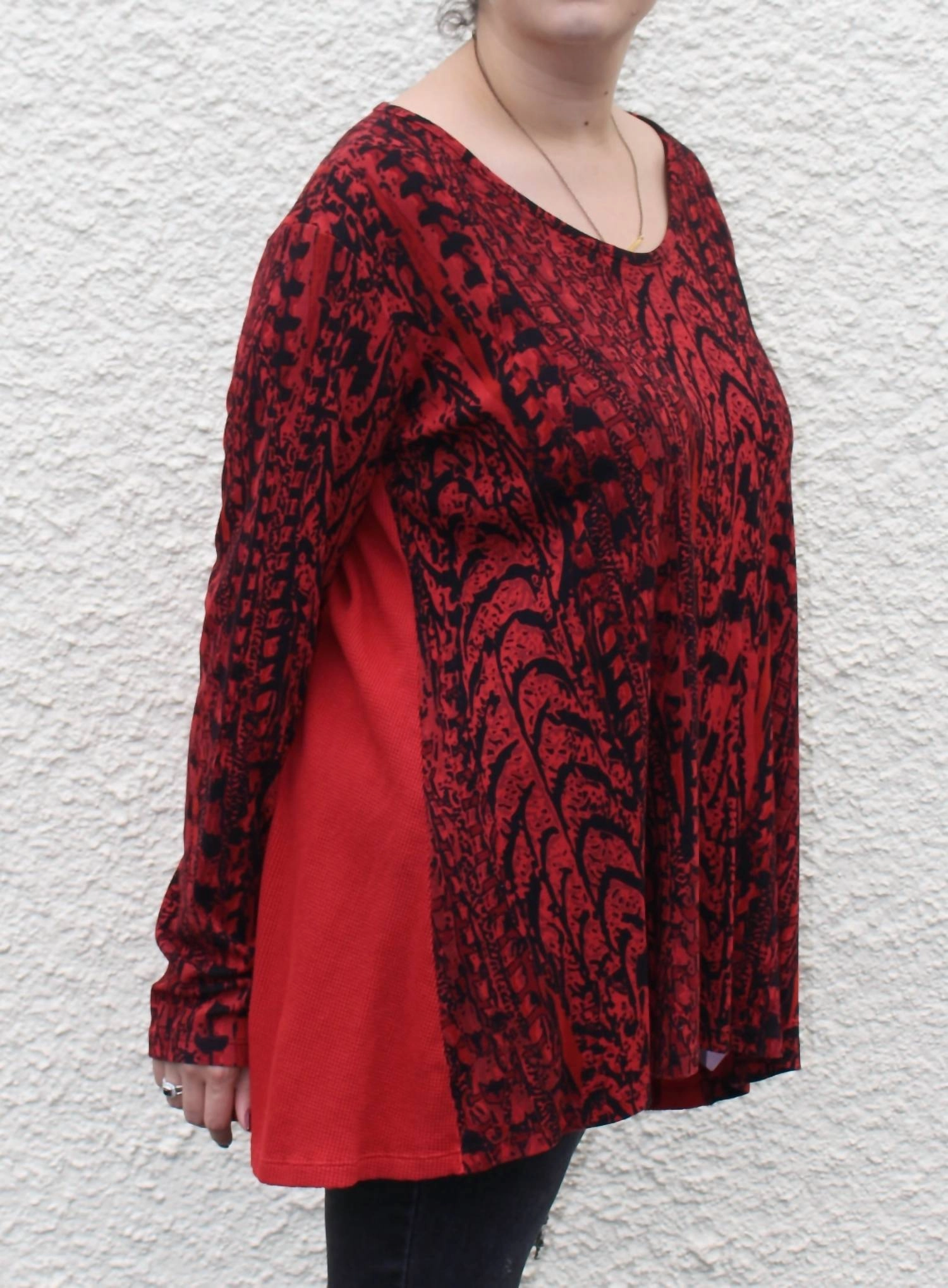 Waffle Back Cotton Top In Red