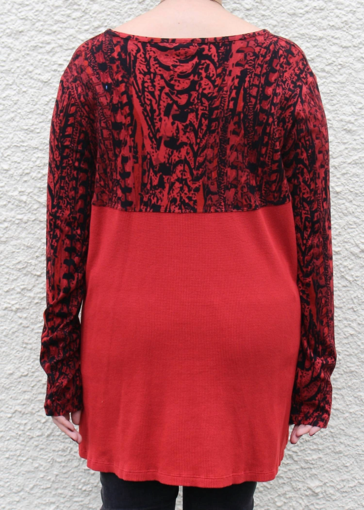 Waffle Back Cotton Top In Red