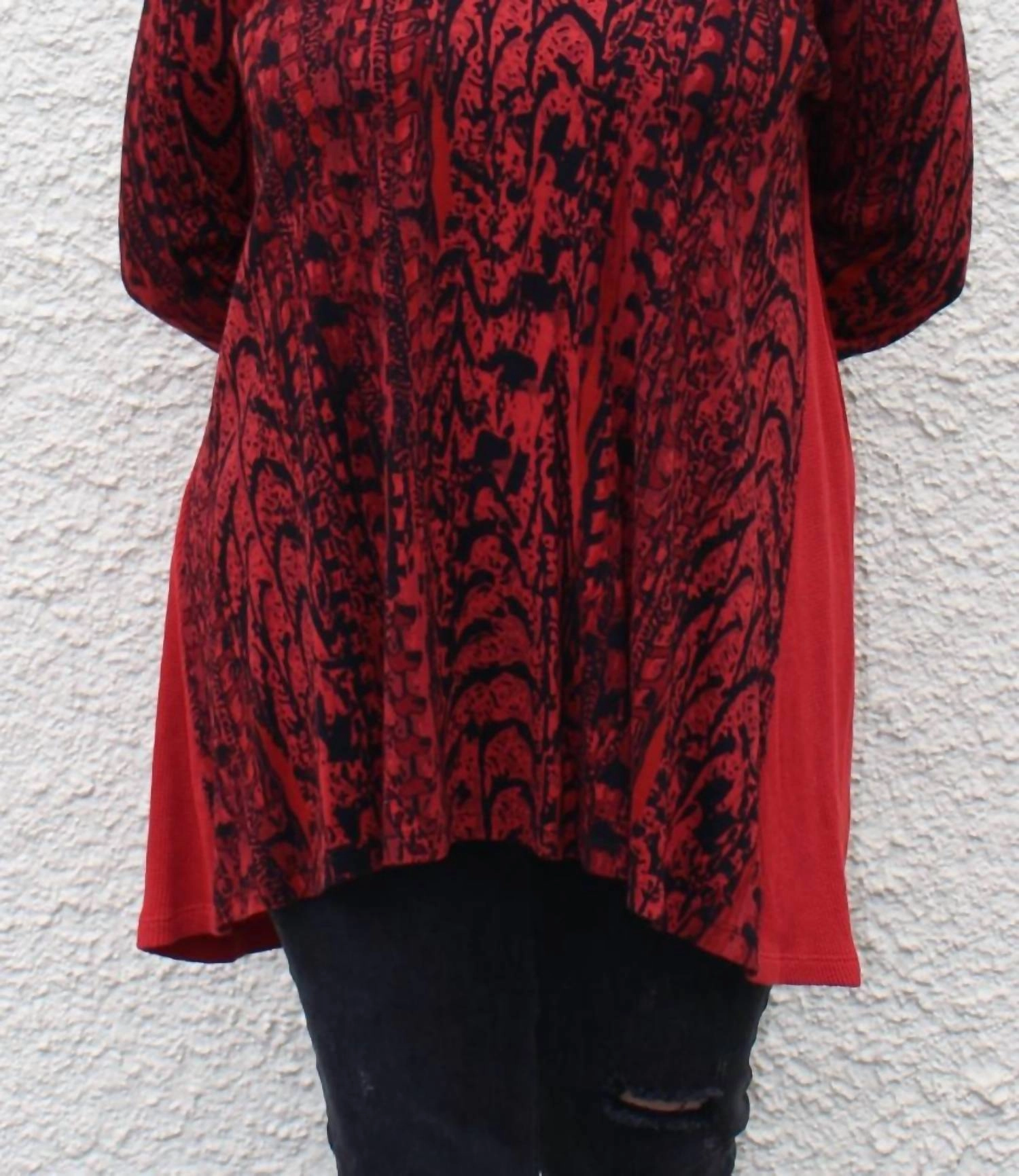 Waffle Back Cotton Top In Red