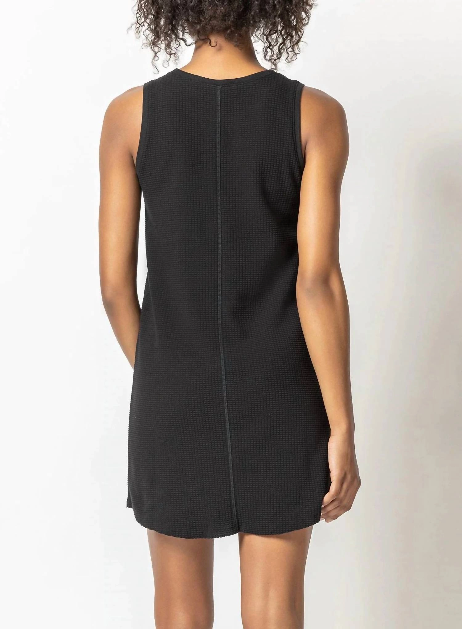 Waffle Tank Dress In Black