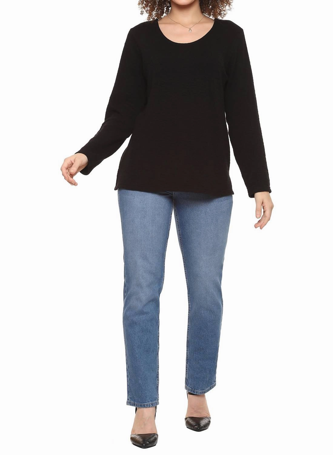 Wanda Long Sleeve Top In Black