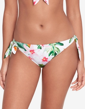 Watercolour Tropical Tie Side Hipster Bikini Pant - White Multi Swim Womens - beachwear discount