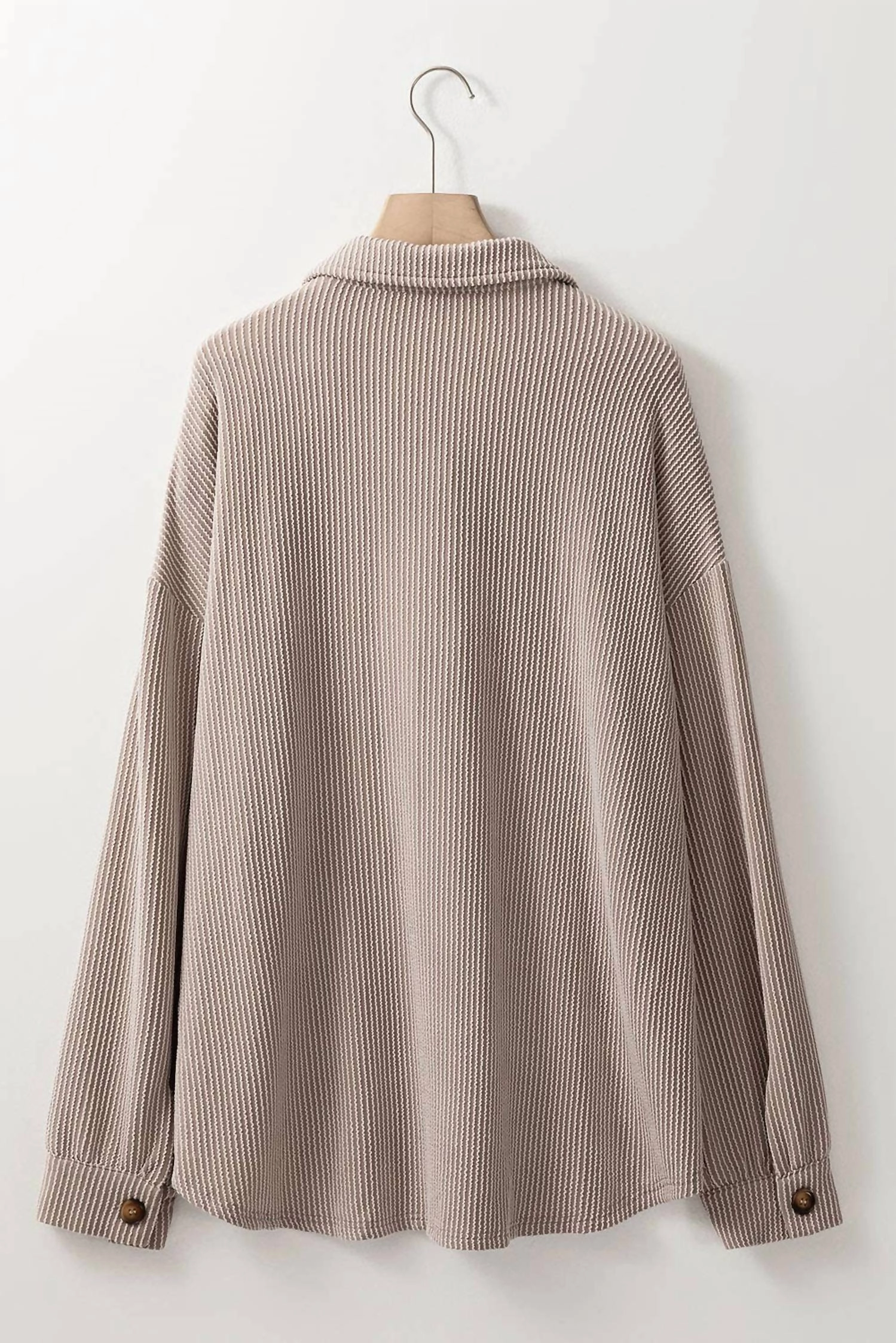 Wavey Textured Button Up - Plus In Brown