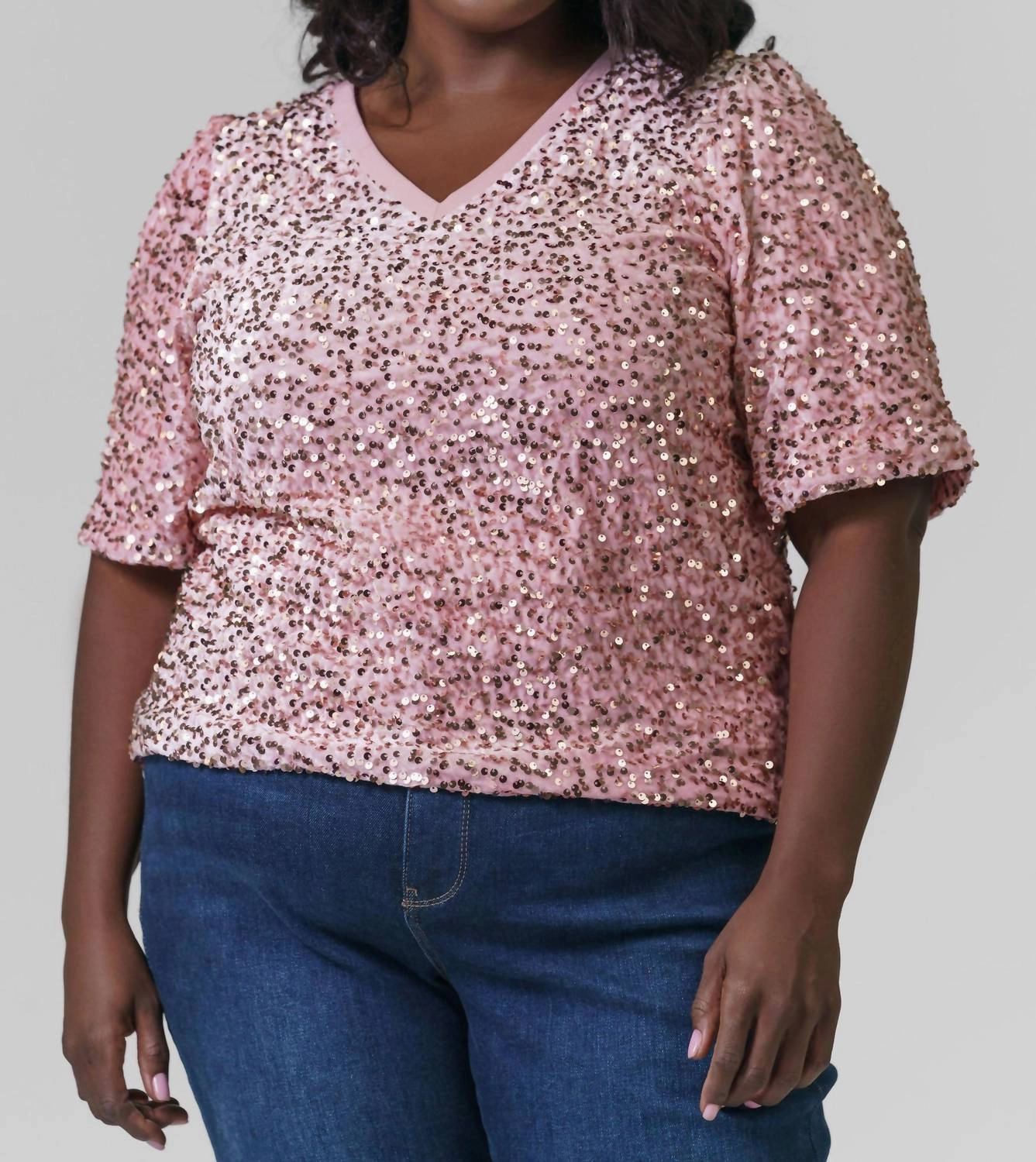 Wevanna Sparkling Sequin Top In Mauve