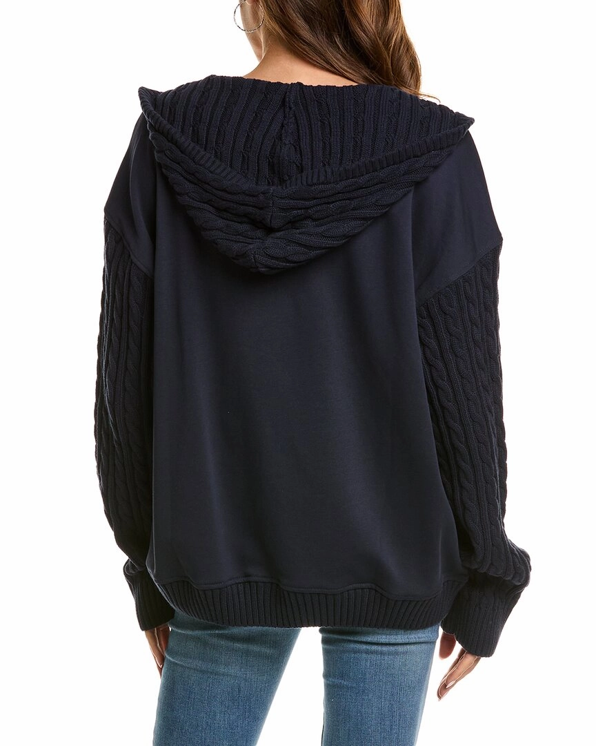 WeWoreWhat Cable Knit Sleeve Zip-Up Hoodie