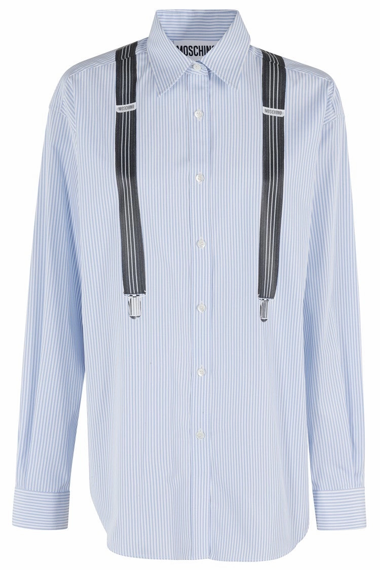 White And Blue Striped Cotton Poplin Shirt