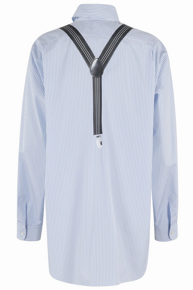 White And Blue Striped Cotton Poplin Shirt