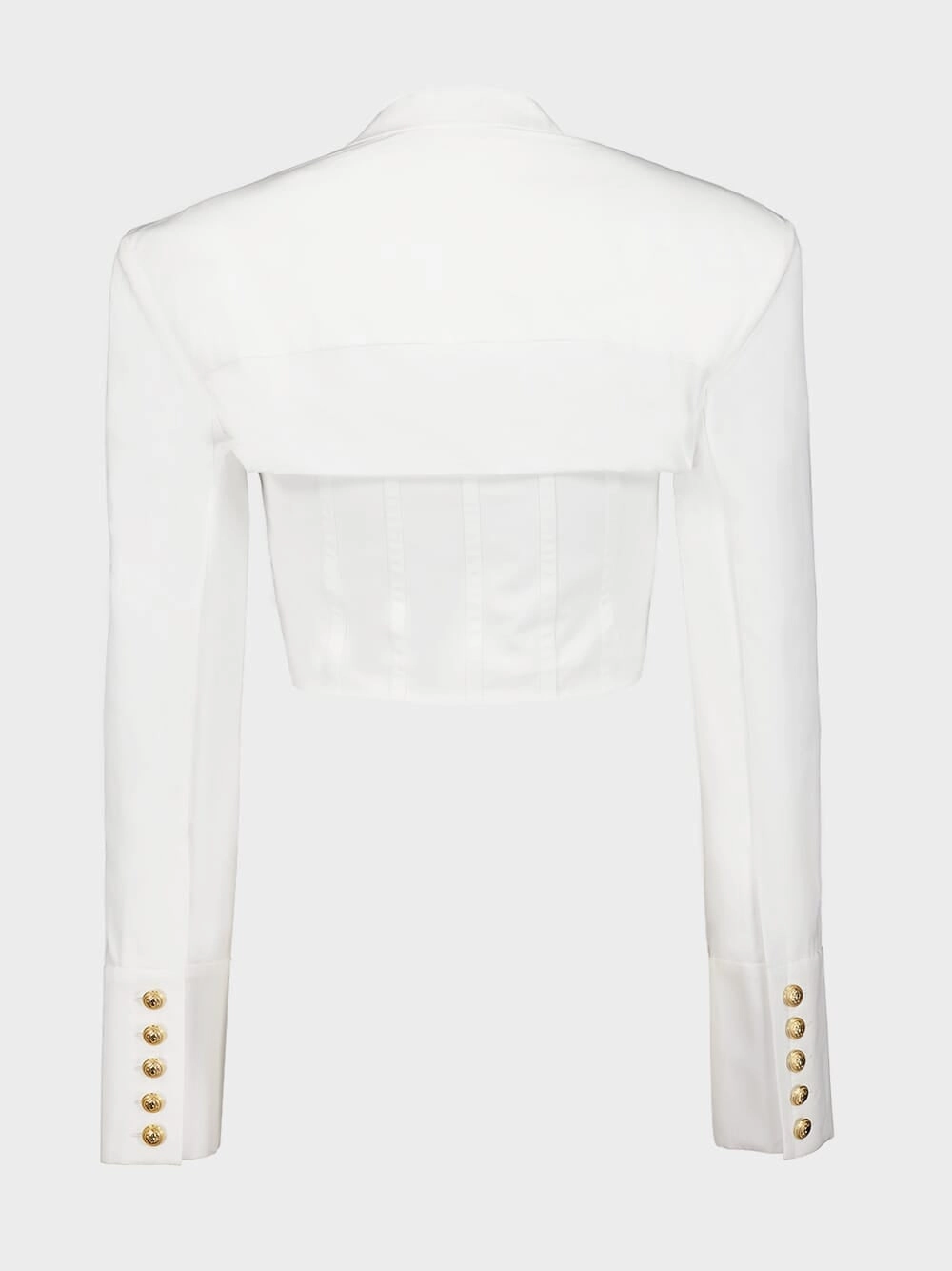 White Cropped Cotton Blouse with Lingerie Cut
