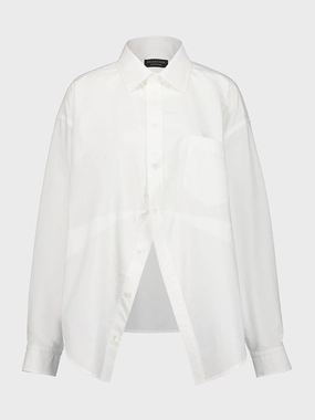 White Long-Sleeved Cotton Shirt womens bodysuits promo