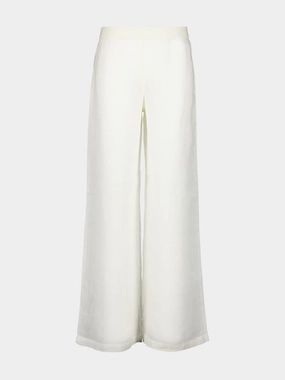 White Wide-Leg Linen Pants Bottoms Womens - leggings best deals