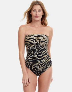 Wild Life Bandeau Swimsuit - Brown Gottex - Gottex swimsuits discount