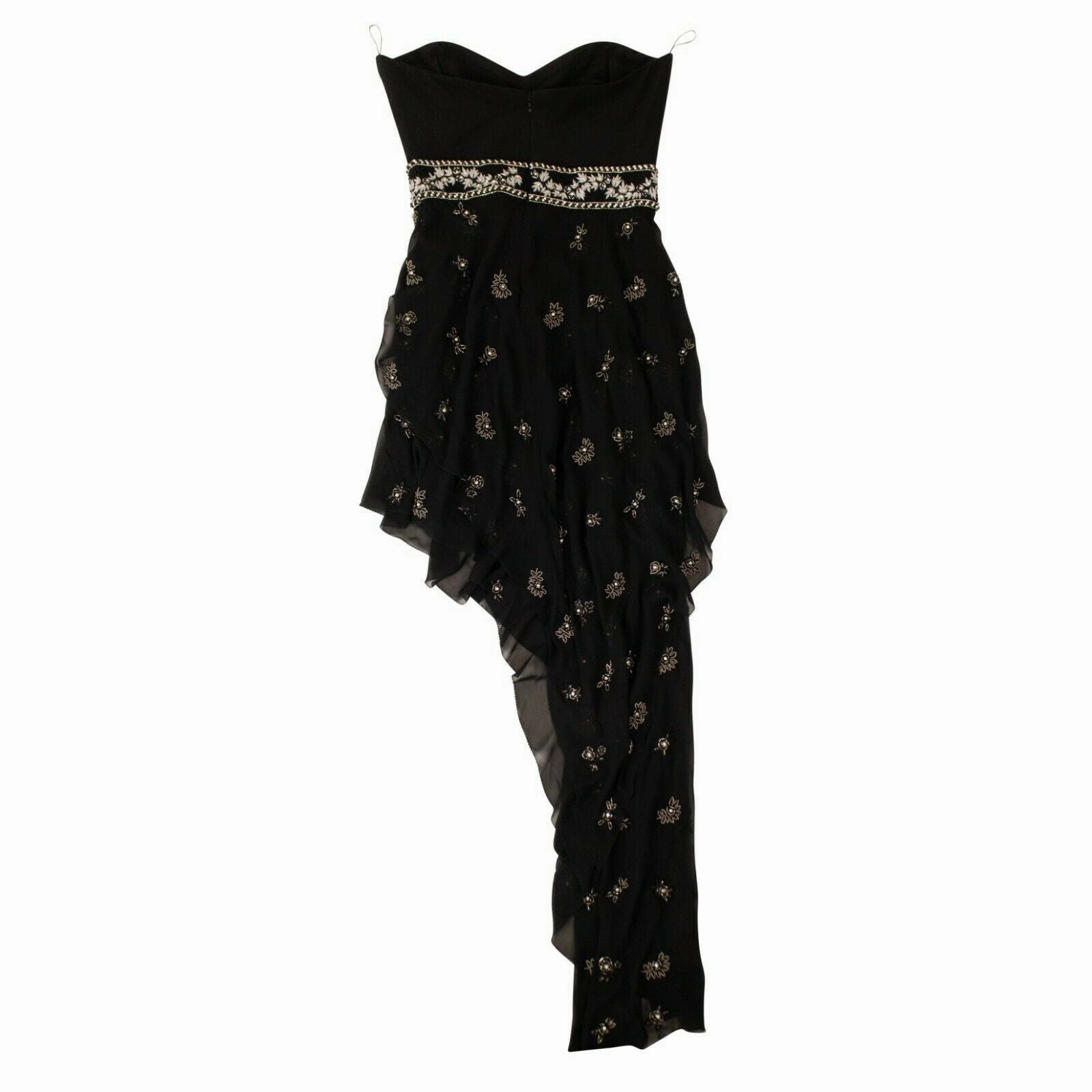 Women's Black Embellished Strapless Dress