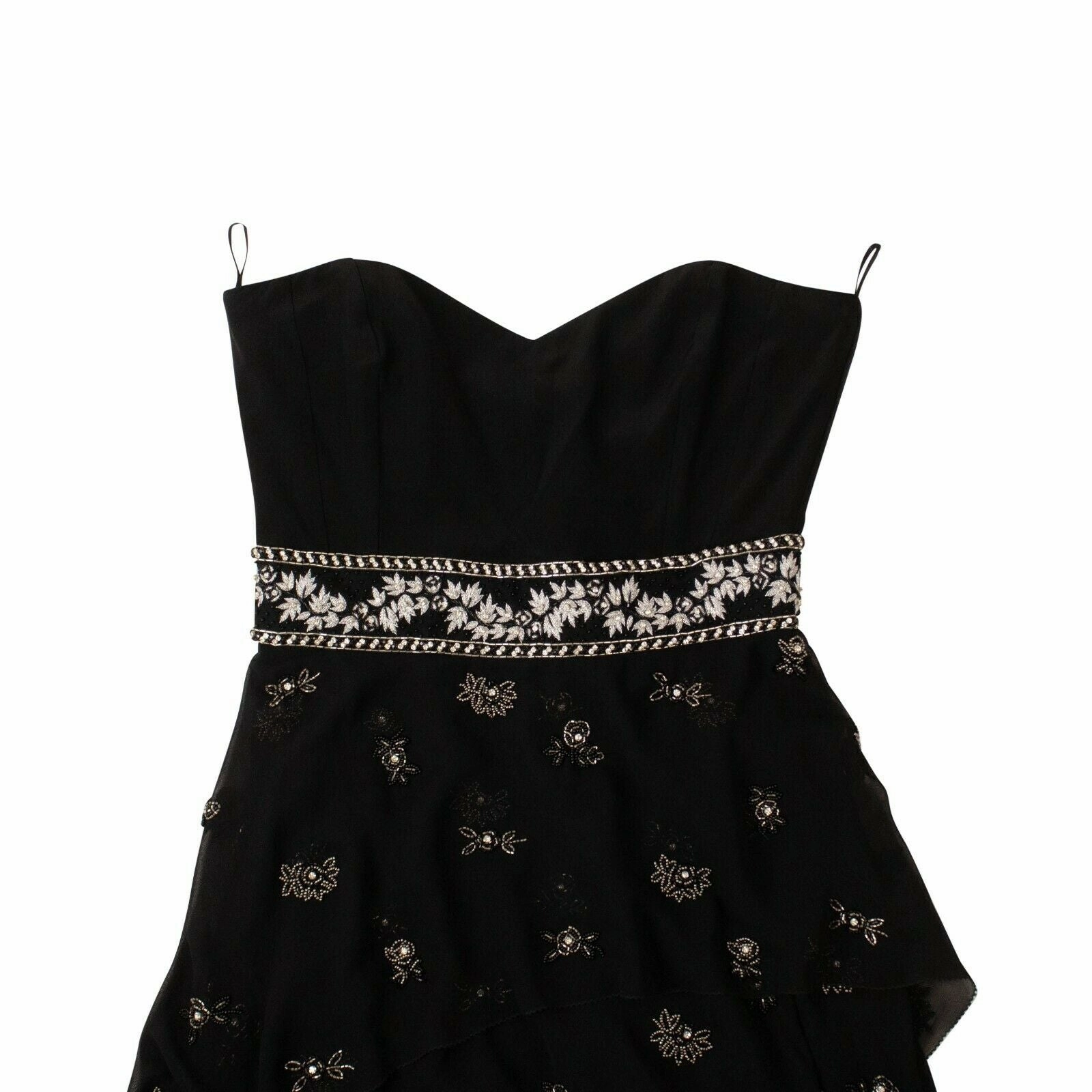Women's Black Embellished Strapless Dress