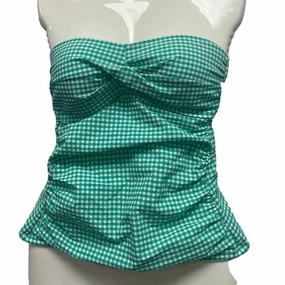 Women's Detachable Straps Gingham Swim Top In Green Swim Womens - halter swimsuits