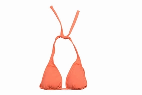Women's Halter Tie Strap Triangle Cup Bikini Top In Tangarine Swim Womens - retro swimwear outlet