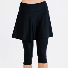Women's High Waisted Flared Swim Skort With attched Capri Leggings Swim Womens - tie-side bikinis