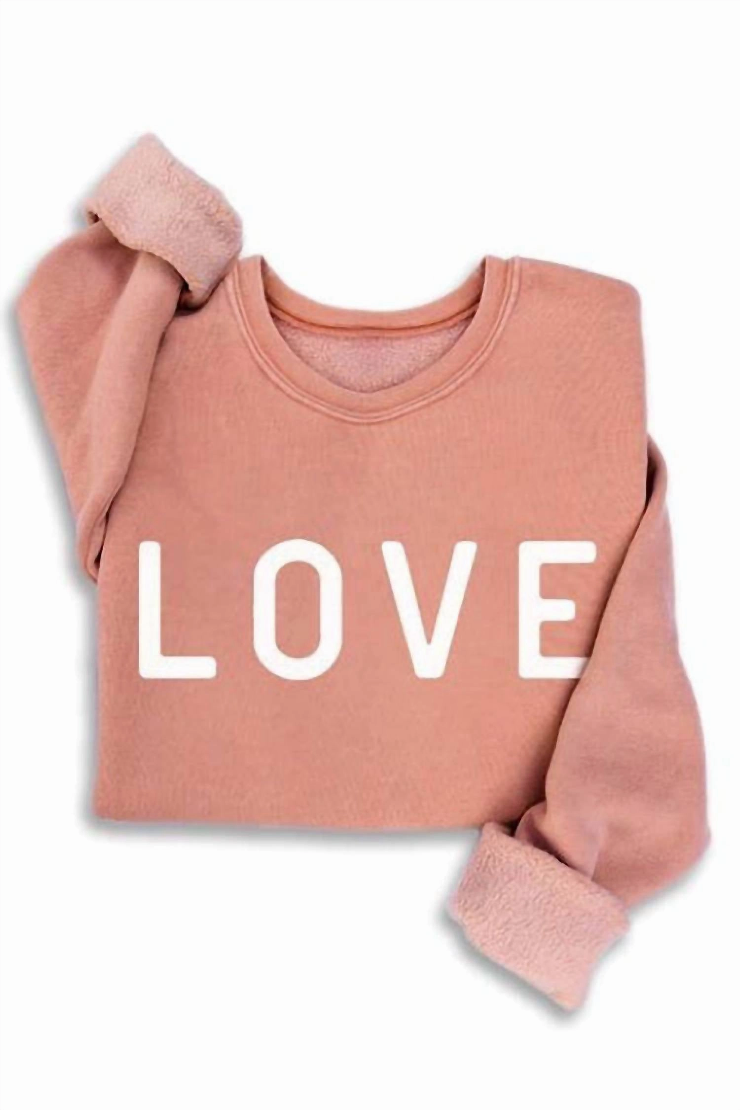 Women's Love Sweatshirt In Mineral Peach Orange