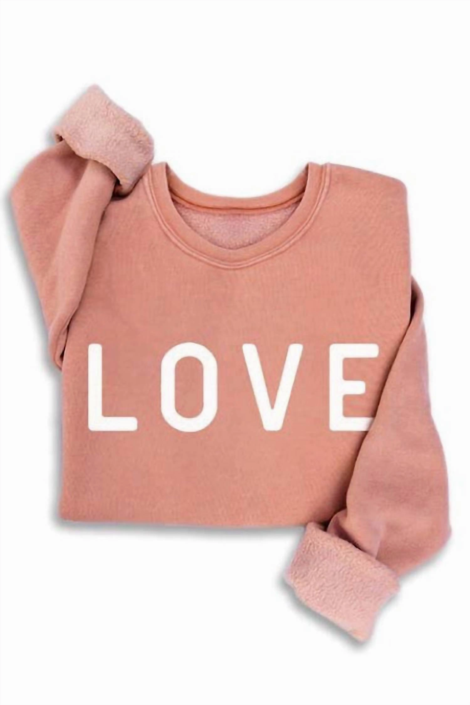 Women's Love Sweatshirt In Mineral Peach Orange