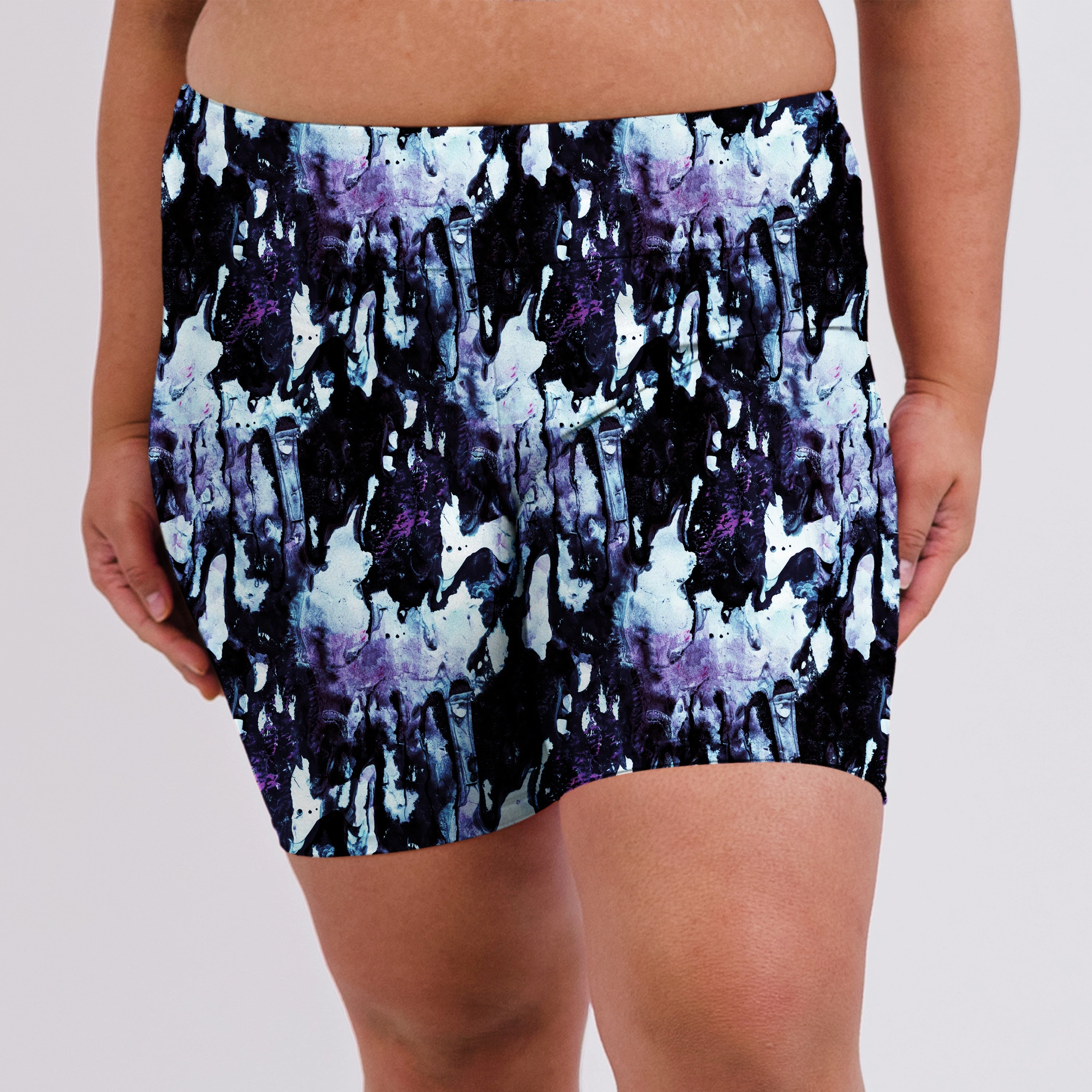 Women's Plus High Waisted Mid-Thigh Swim Shorts - Patterns