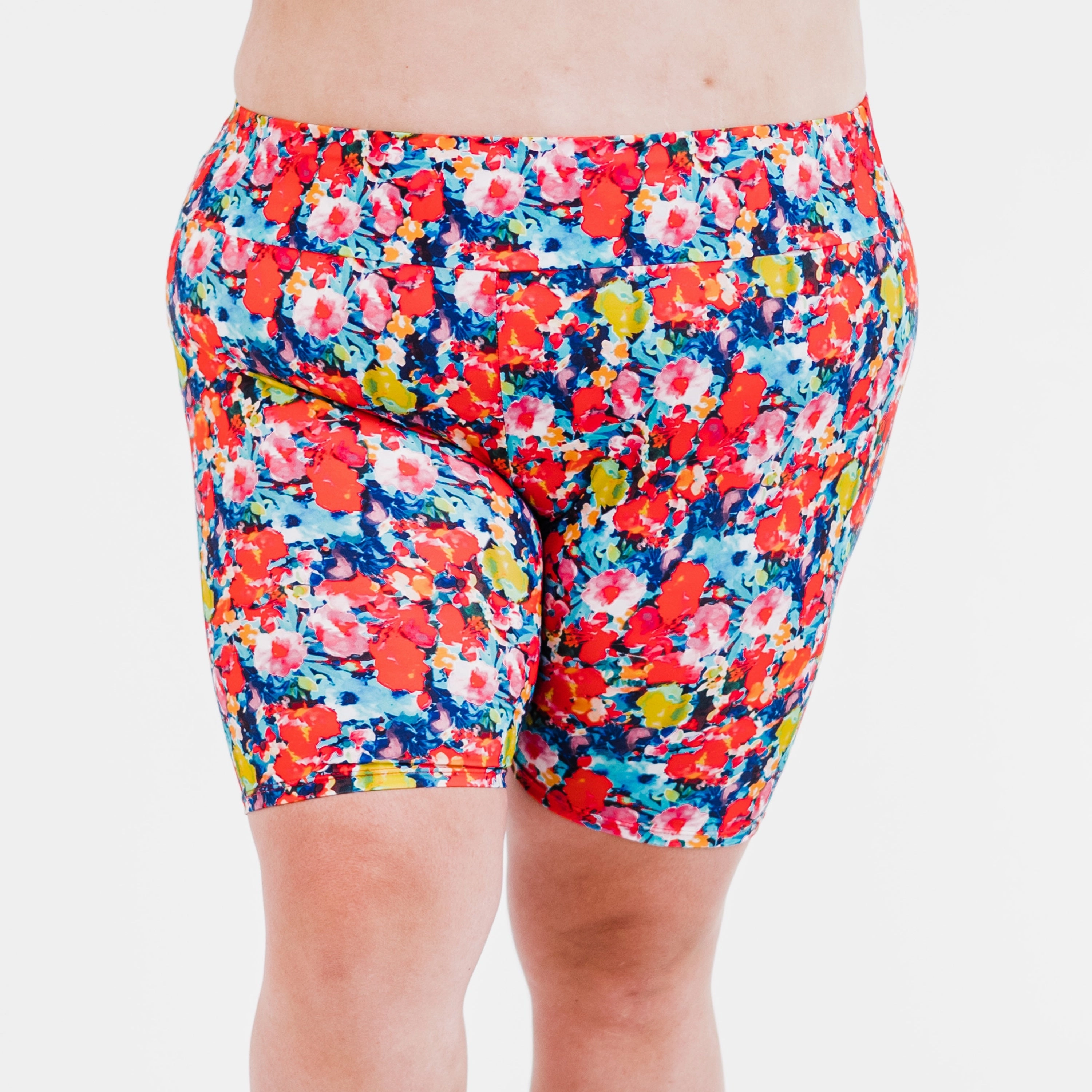 Women's Plus High Waisted Mid-Thigh Swim Shorts - Patterns