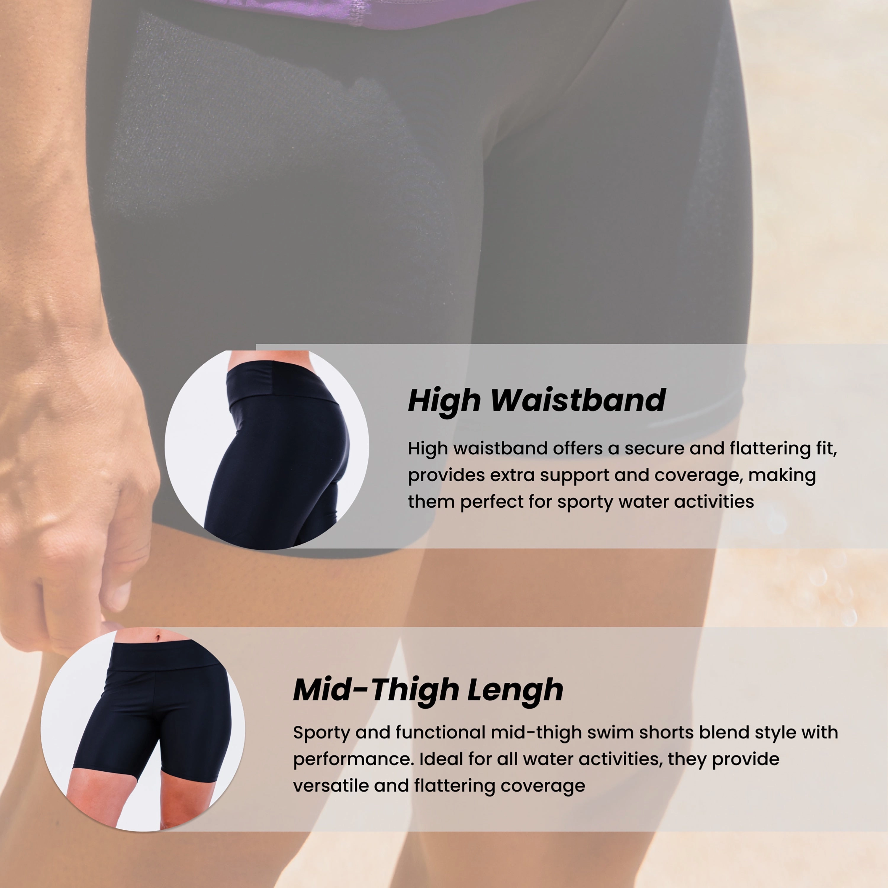 Women's Plus High Waisted Mid-Thigh Swim Shorts - Patterns