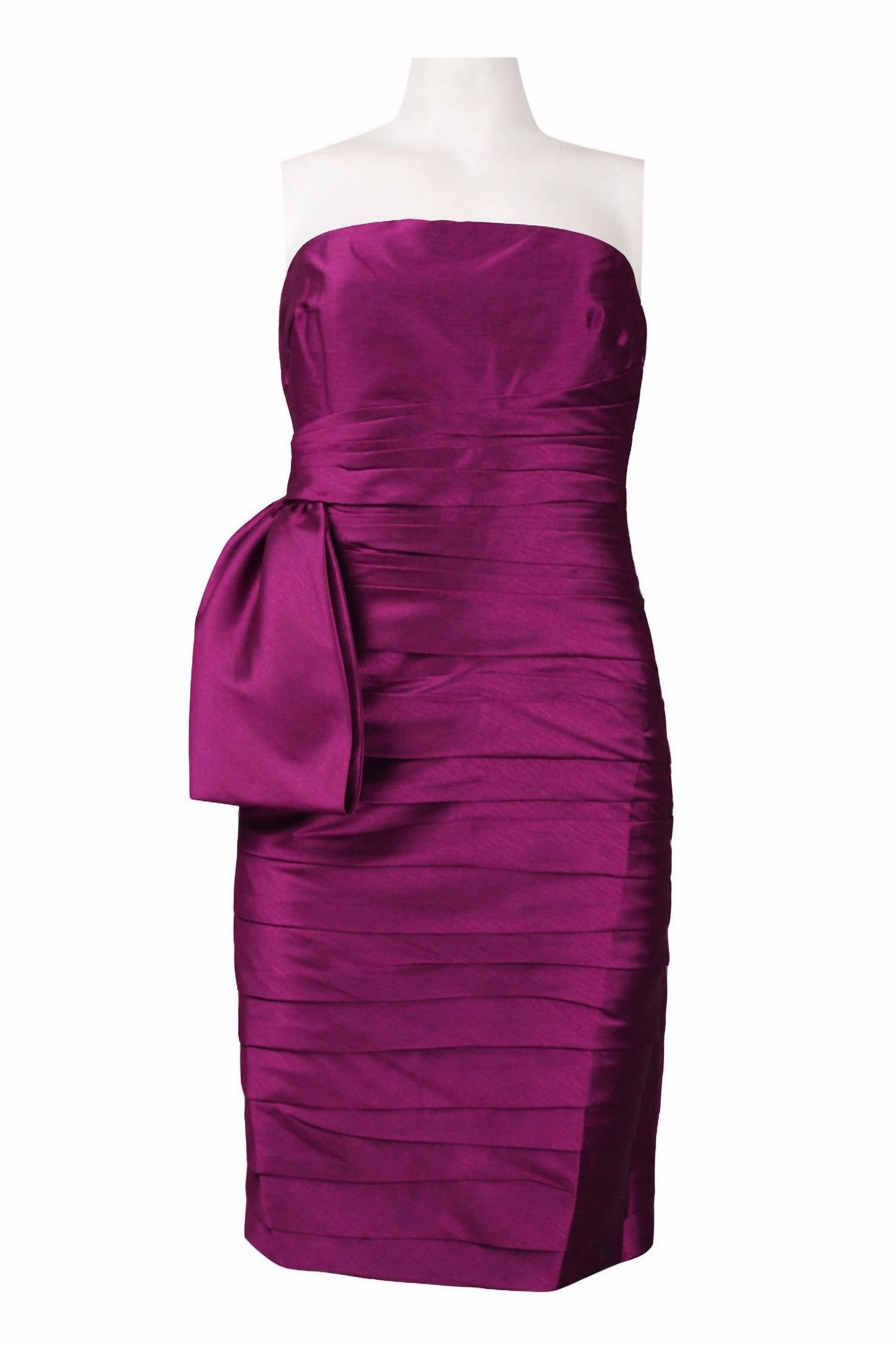 Women's Side Bow Pleated Strapless Dress In Amethyst