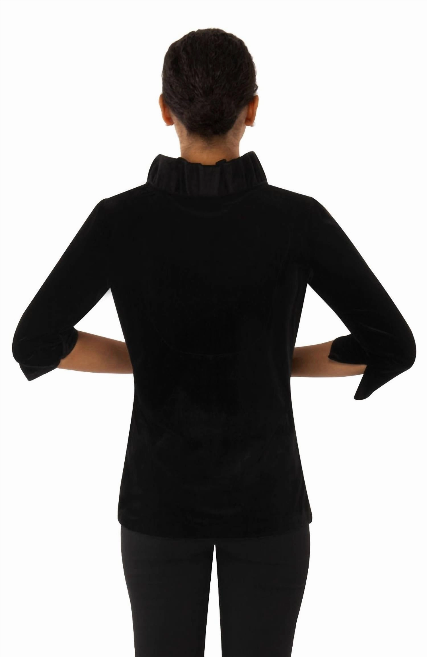 Women's Silky Velvet Top In Black