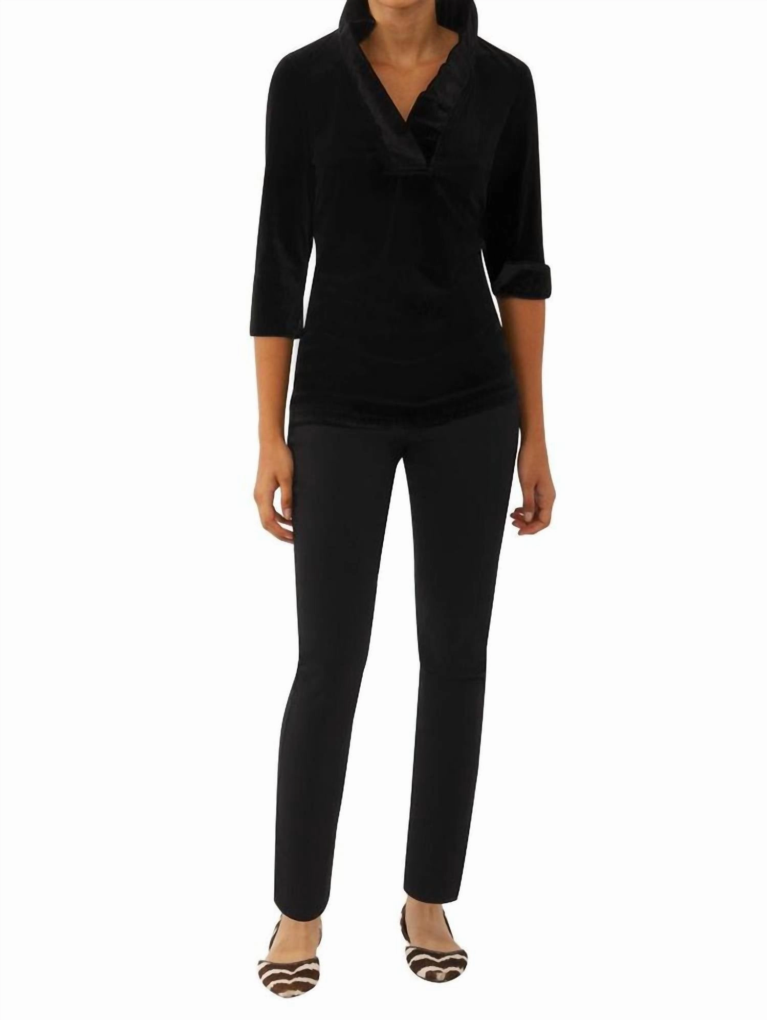 Women's Silky Velvet Top In Black