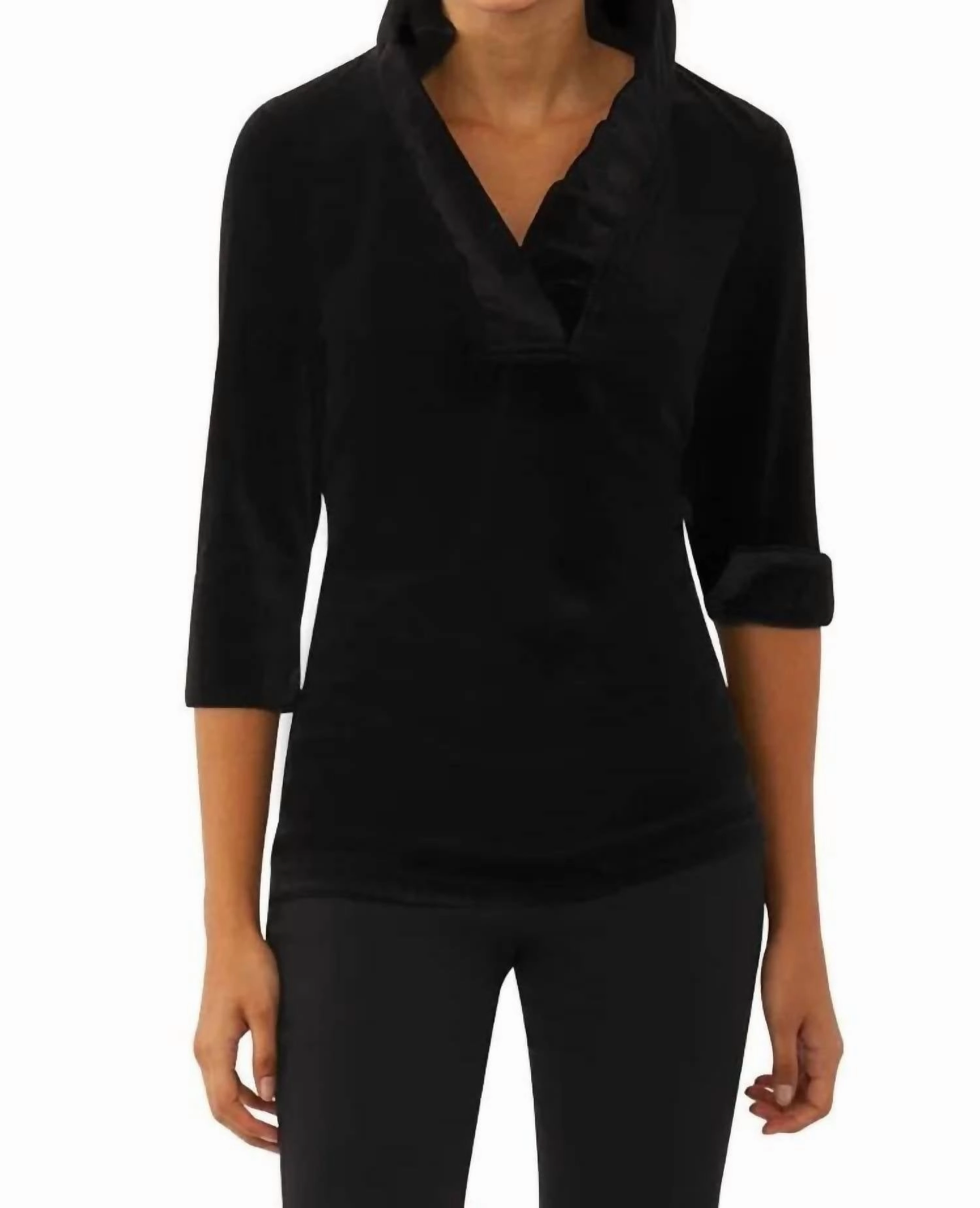 Women's Silky Velvet Top In Black