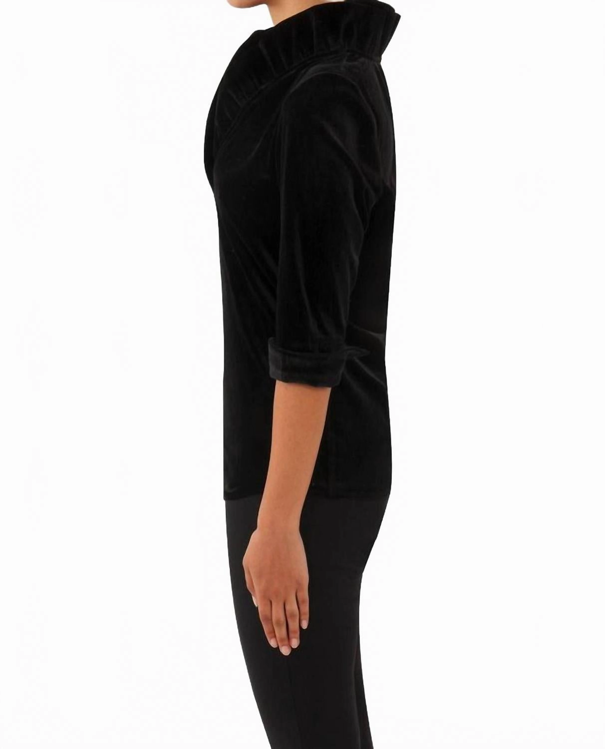 Women's Silky Velvet Top In Black